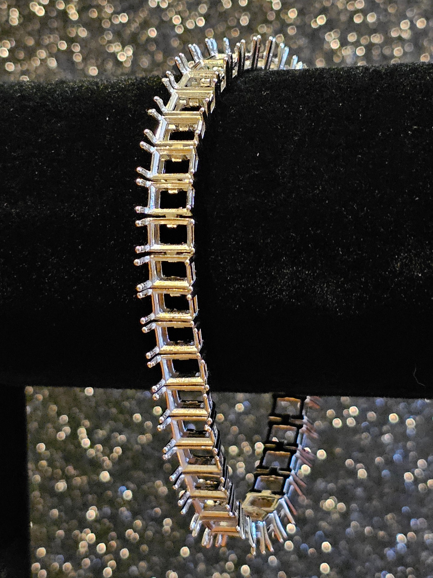 Uranium Glass Tennis Bracelet new Sterling Silver 8 in with 39 vintage Uranium glass Emerald 7x5 mm stones