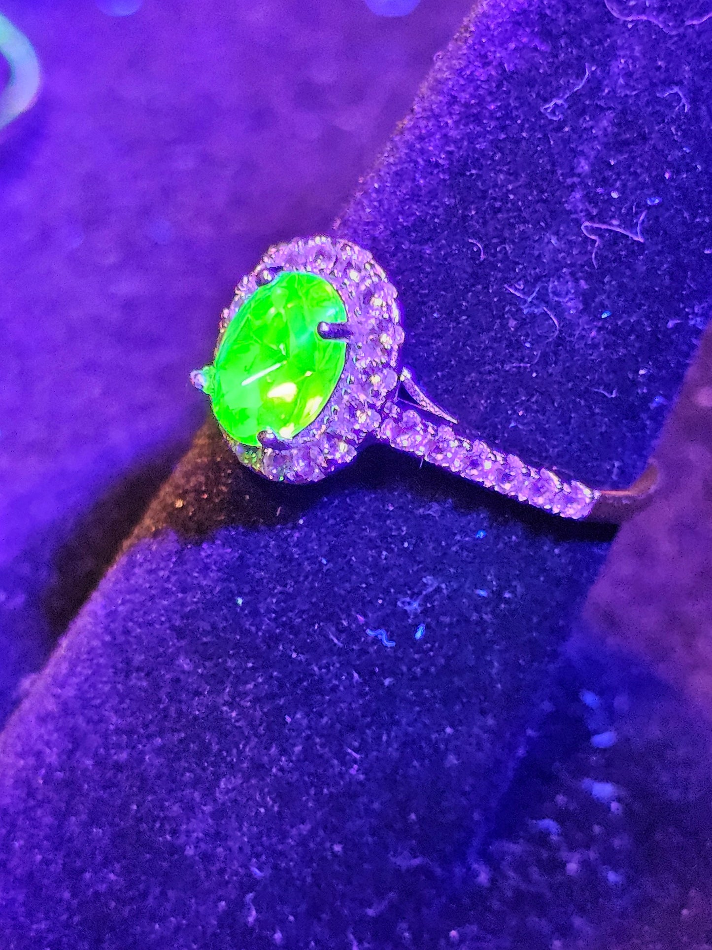 Uranium Glass Oval cut Ring size 4 through 10.5 in new Sterling Silver with vintage Uranium glass stone that glows under black / UV light