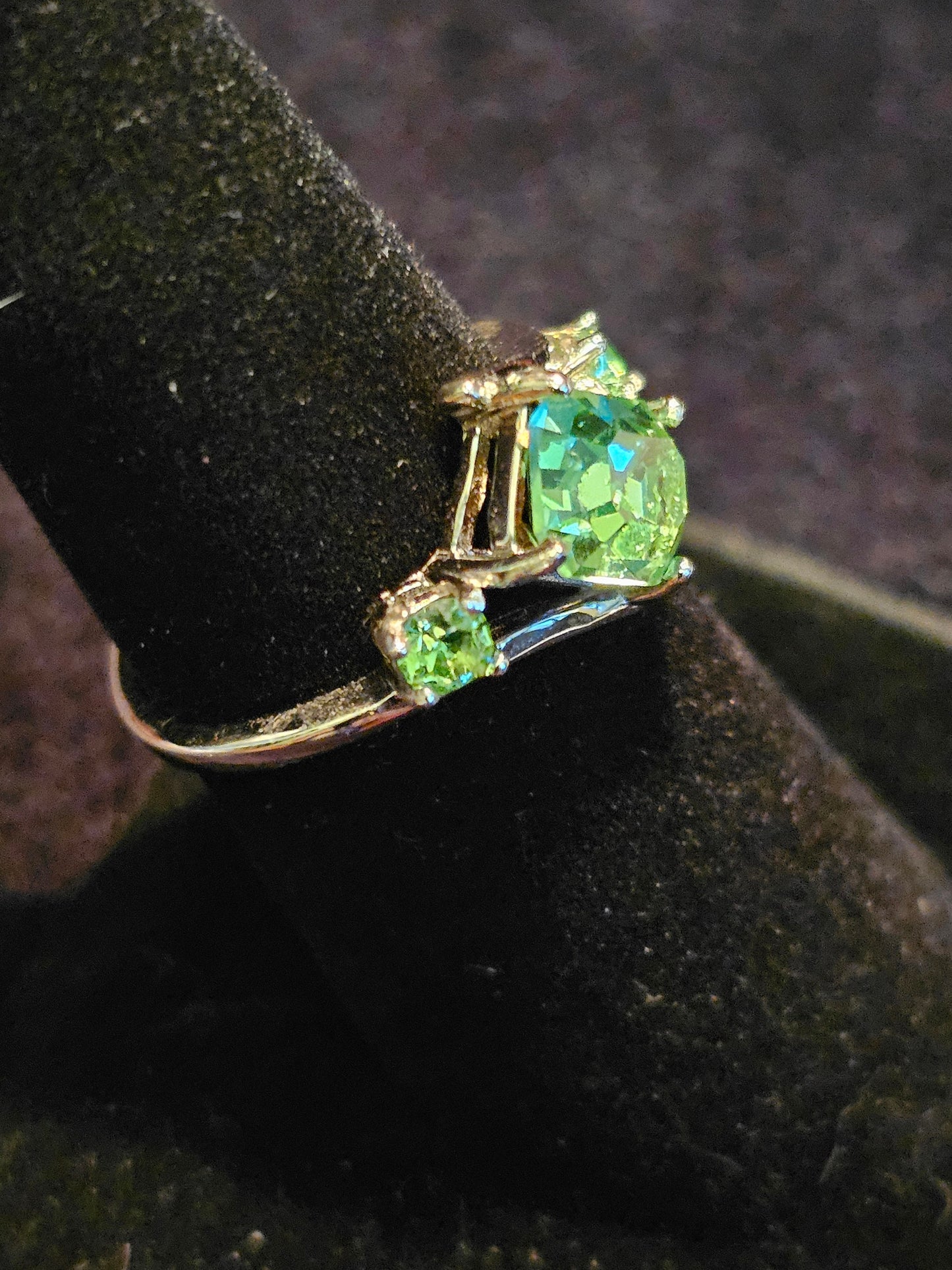 Uranium Glass Emerald cut Ring size 4 through 10.5 in new Sterling Silver with a vintage Uranium glass stone that glows under black / light