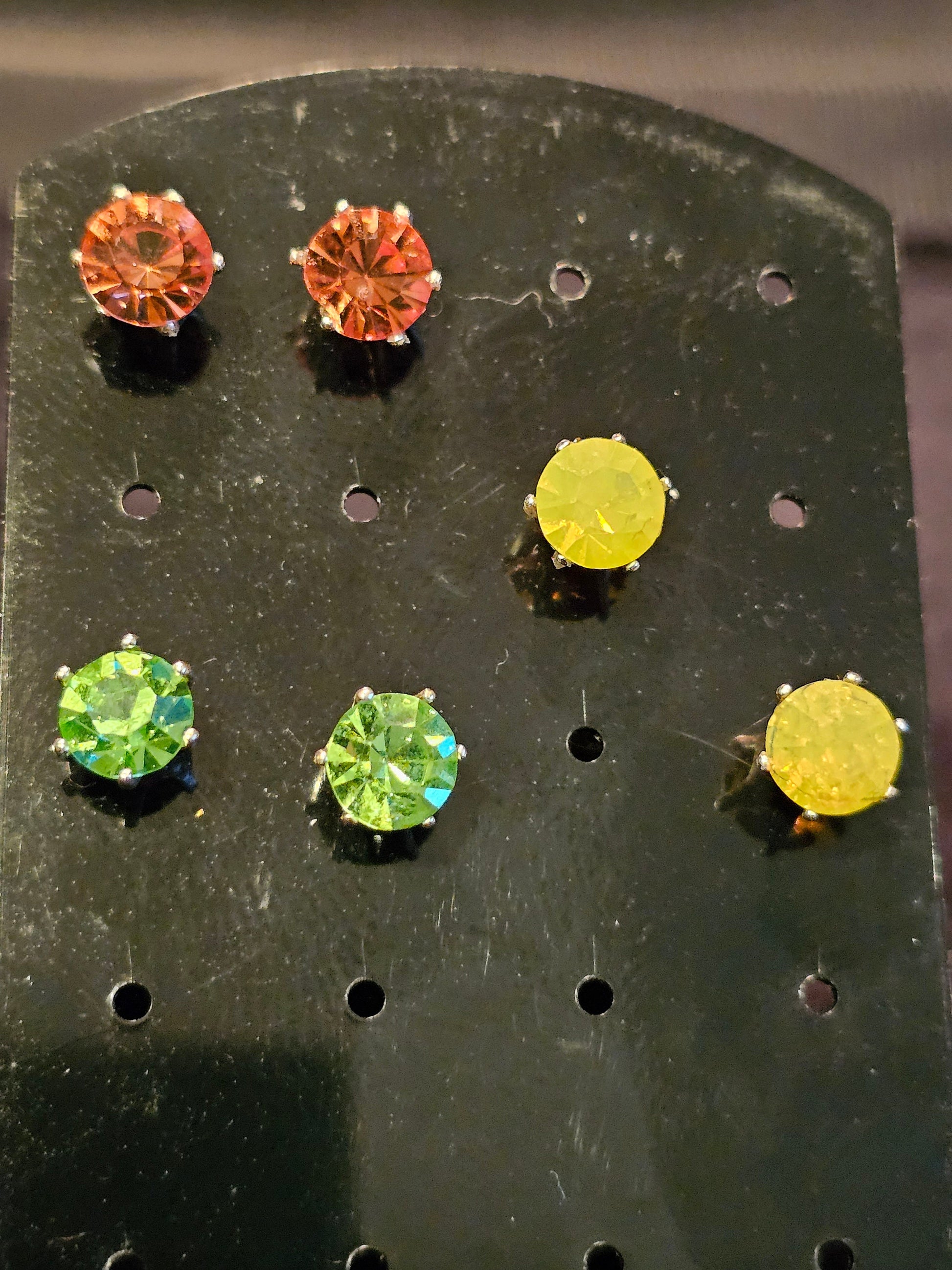 Uranium Glass Earrings in Sterling Silver with large Vintage Uranium Glass stones, Green Yellow or the rare Pink glows under black/UV light