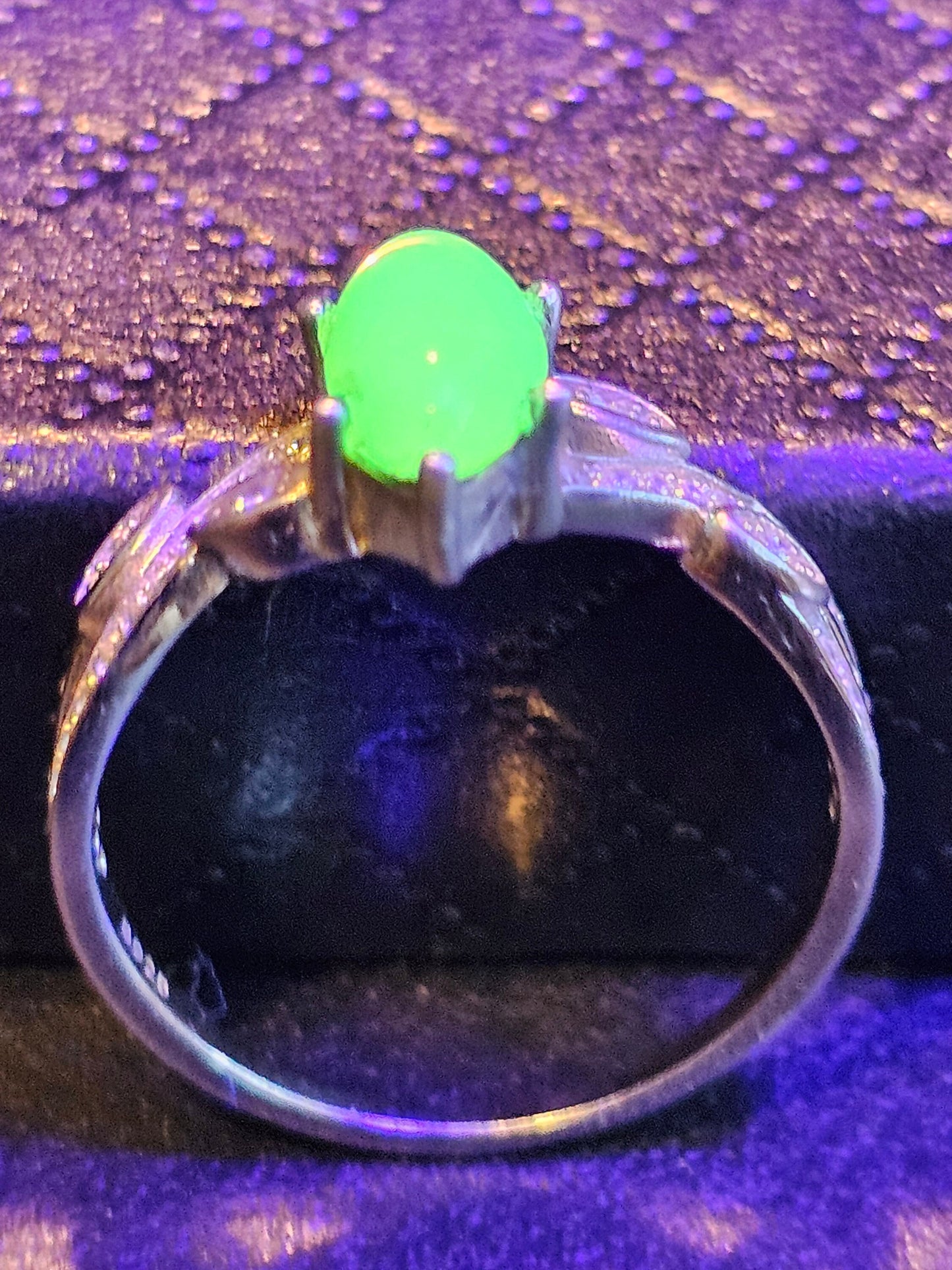 Uranium Glass Marquise cut Ring Size 6, 7, 8, 9, and 10 new Sterling Silver vintage Uranium glass stone that glows under black / UV light