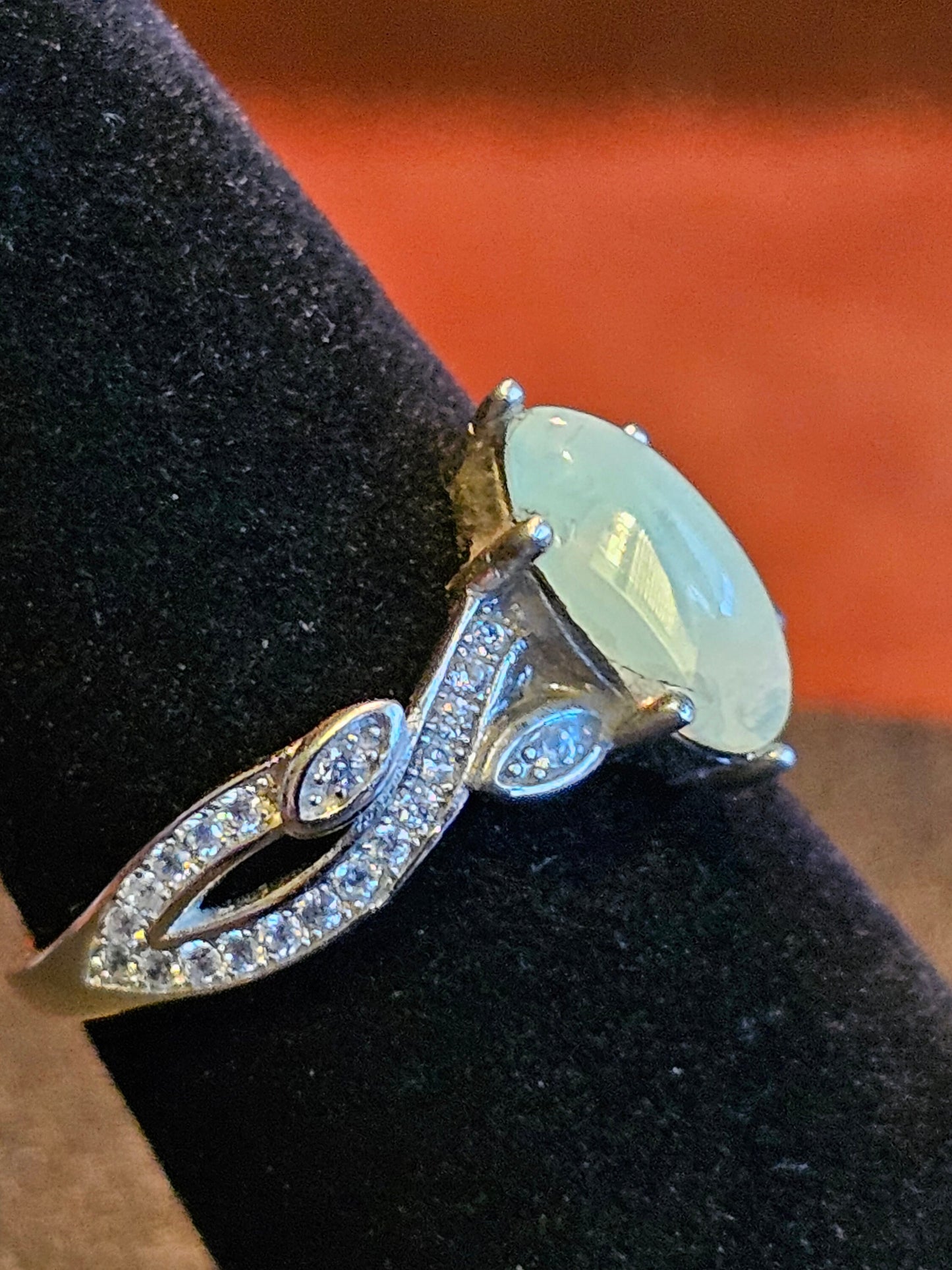 Uranium Glass Marquise cut Ring Size 6, 7, 8, 9, and 10 new Sterling Silver vintage Uranium glass stone that glows under black / UV light