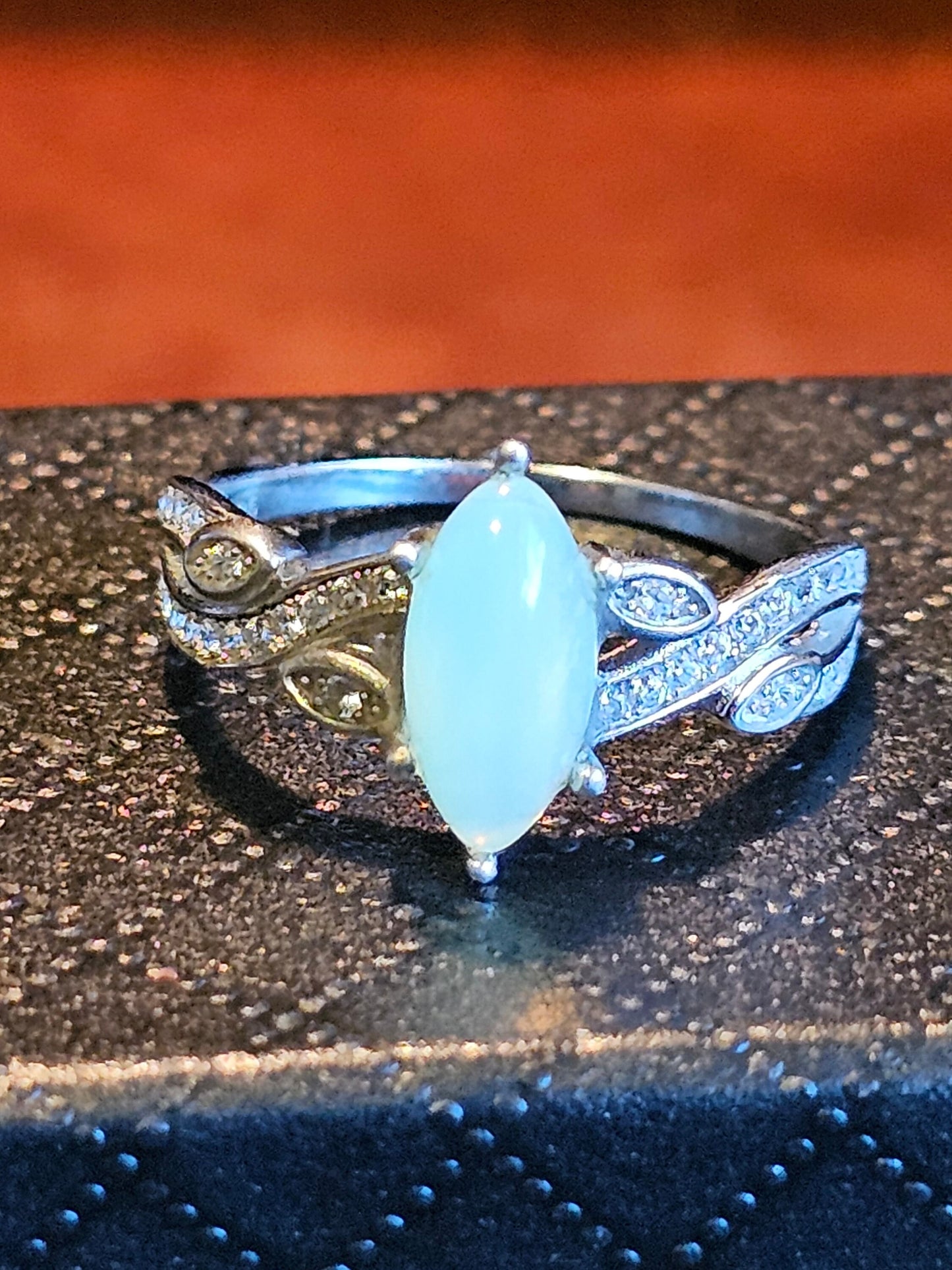 Uranium Glass Marquise cut Ring Size 6, 7, 8, 9, and 10 new Sterling Silver vintage Uranium glass stone that glows under black / UV light