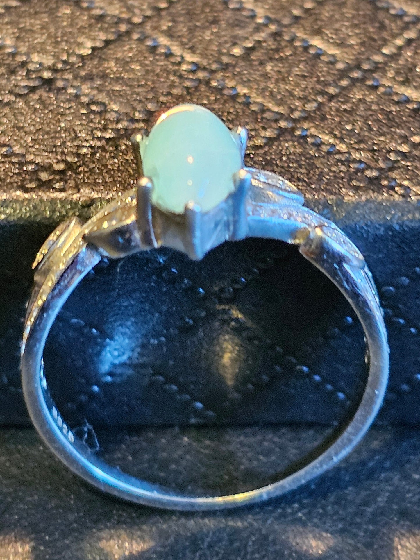 Uranium Glass Marquise cut Ring Size 6, 7, 8, 9, and 10 new Sterling Silver vintage Uranium glass stone that glows under black / UV light