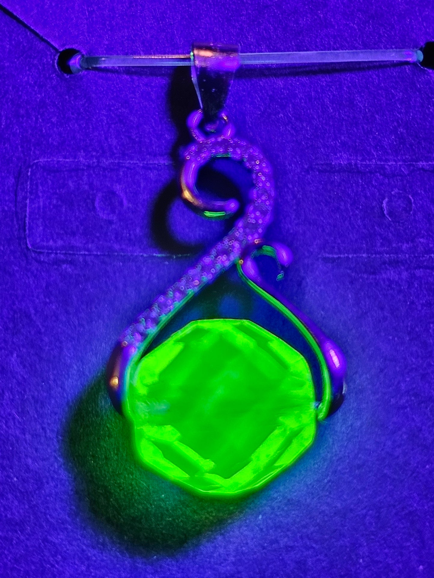 Uranium Glass Pendant in new Sterling Silver with a vintage 12 mm round Uranium Glass bead that glows under black / UV light