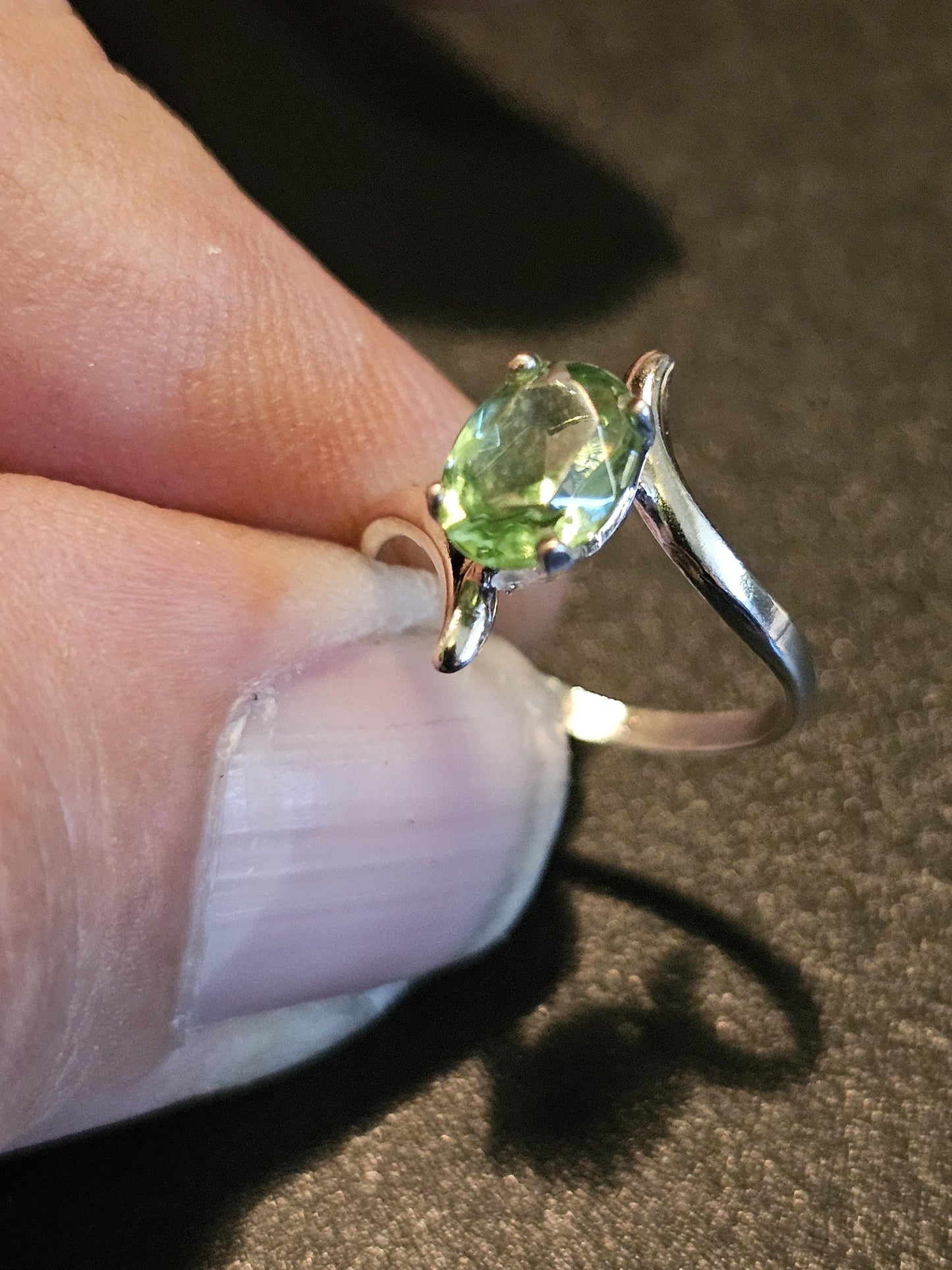 Uranium Glass Oval cut Ring size 5.5, 6, 6.5 in new Sterling Silver with a 8x6 mm Uranium glass stone that glows under black / UV light