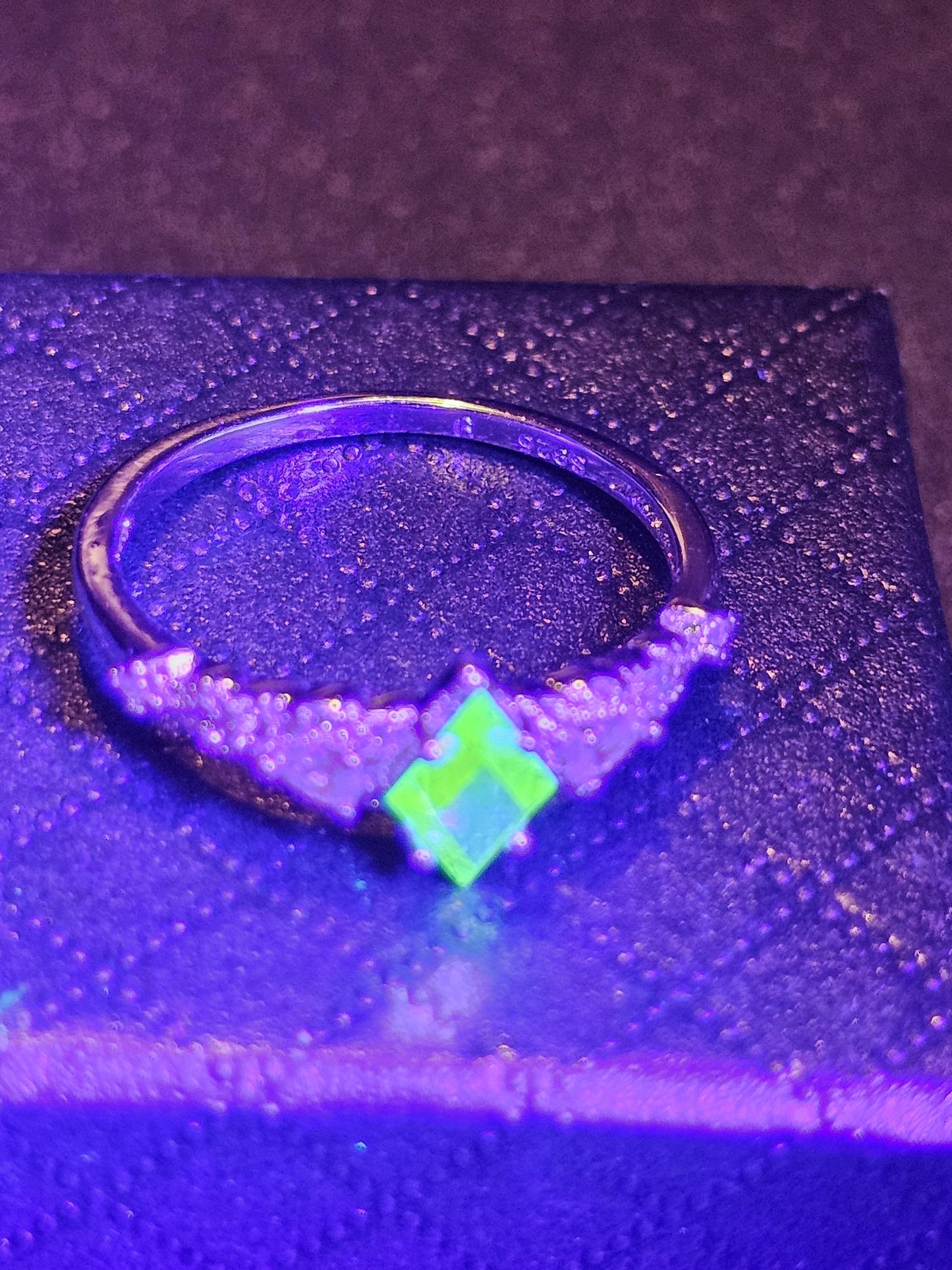Uranium Glass Kite cut Ring size 6 to 10 in new Sterling Silver with a vintage 8x5 mm Uranium glass stone that glows under black / UV light