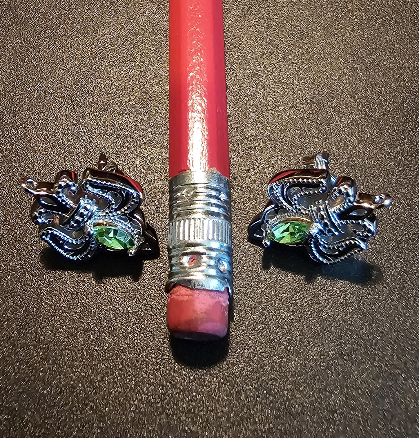 Uranium Glass Earrings in new Sterling Silver Fleur-De-Lis design with Vintage Uranium Glass stones that glow under black/UV light