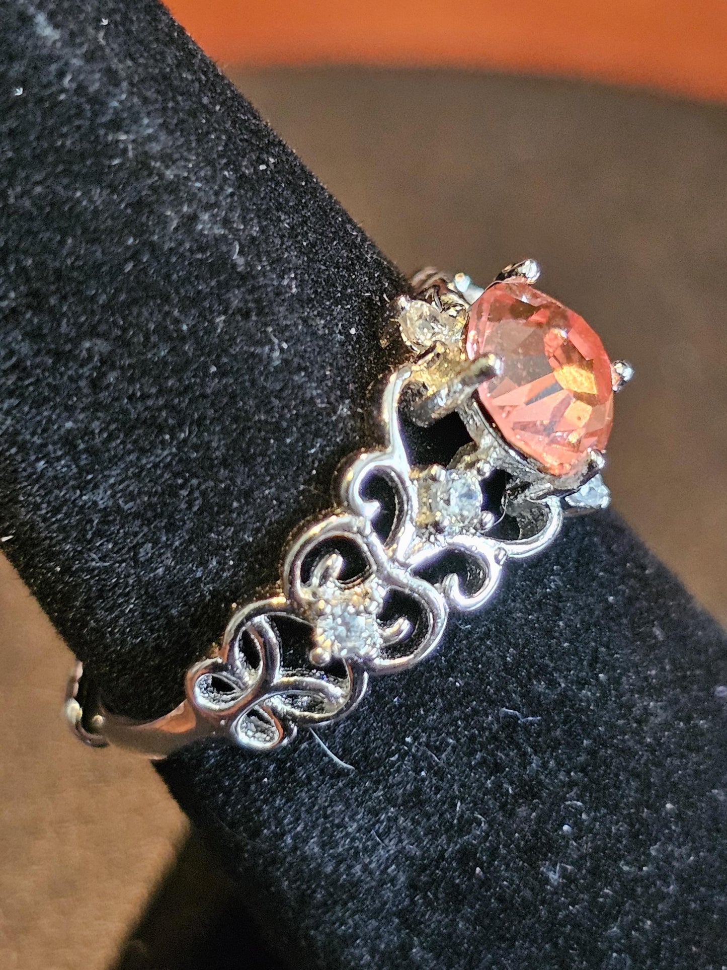 Uranium Glass Adjustable Ring new Sterling Silver with a rare vintage 6mm Pink Round cut Uranium glass stone that glows under black light