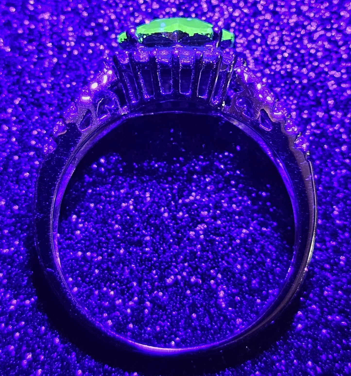 Uranium Glass Margarita cut Ring new Sterling Silver in size 9.5 with a vintage 9 mm Uranium glass stone that glows under black / UV light