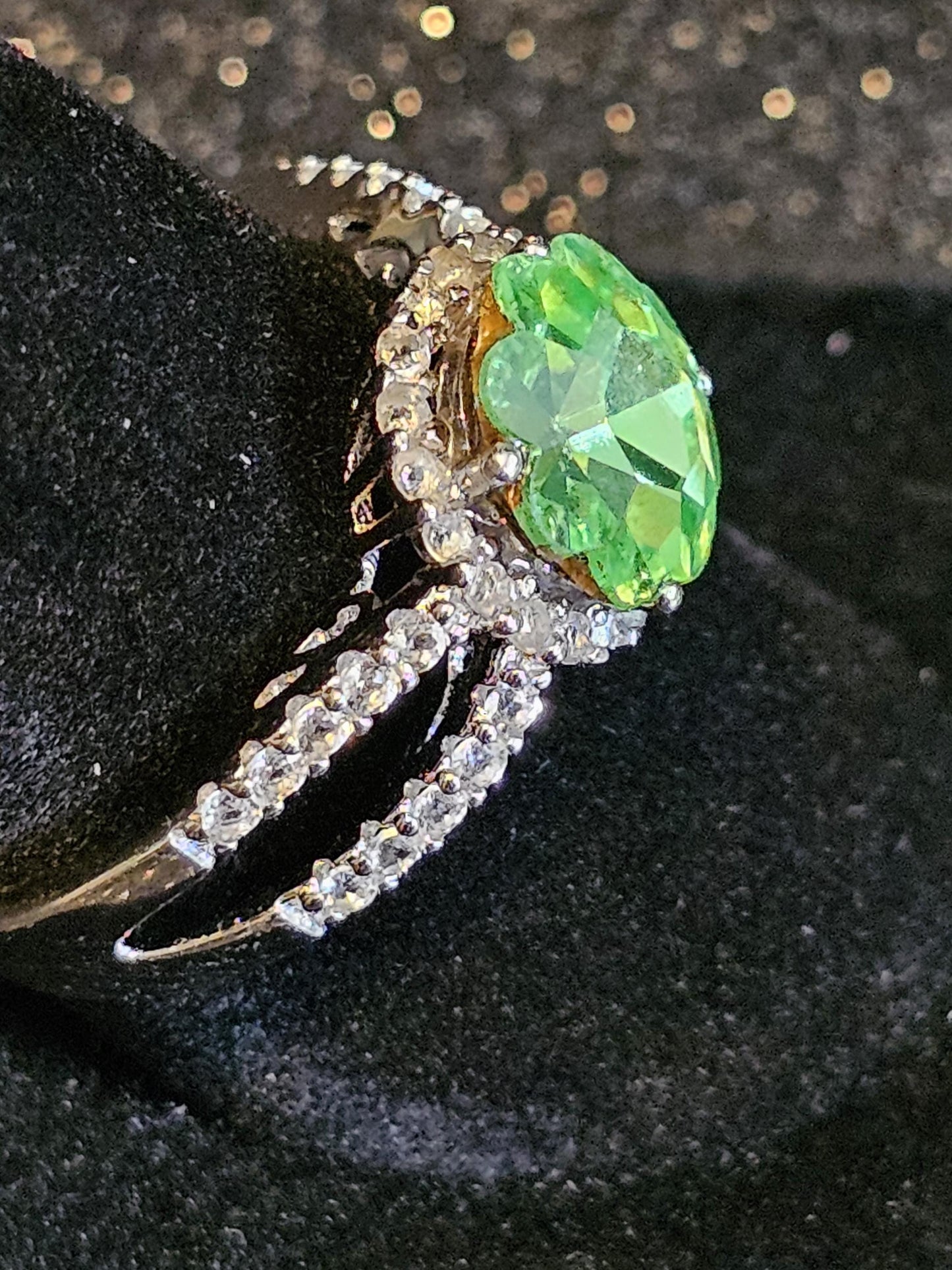 Uranium Glass Margarita cut Ring new Sterling Silver in size 9.5 with a vintage 9 mm Uranium glass stone that glows under black / UV light