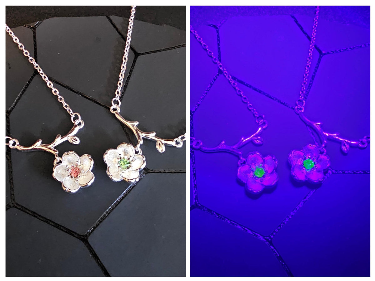 Uranium Glass Pendant w/ silver PLATED necklace new Sterling Silver setting with vintage Uranium glass stone that glows under black/UV light