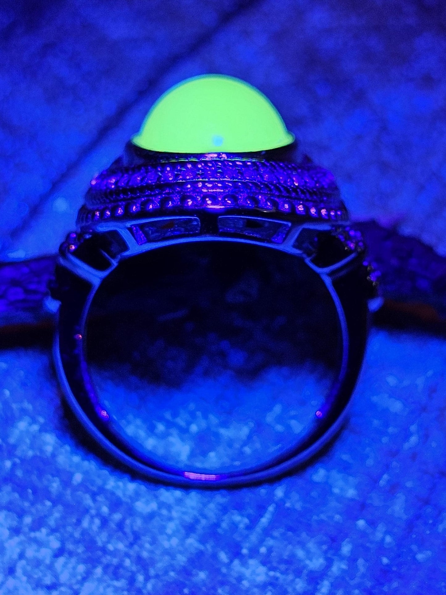 Uranium Glass Oval cut Ring vintage style size 7, new Sterling Silver with a vintage Uranium glass stone that glows under black/ UV light