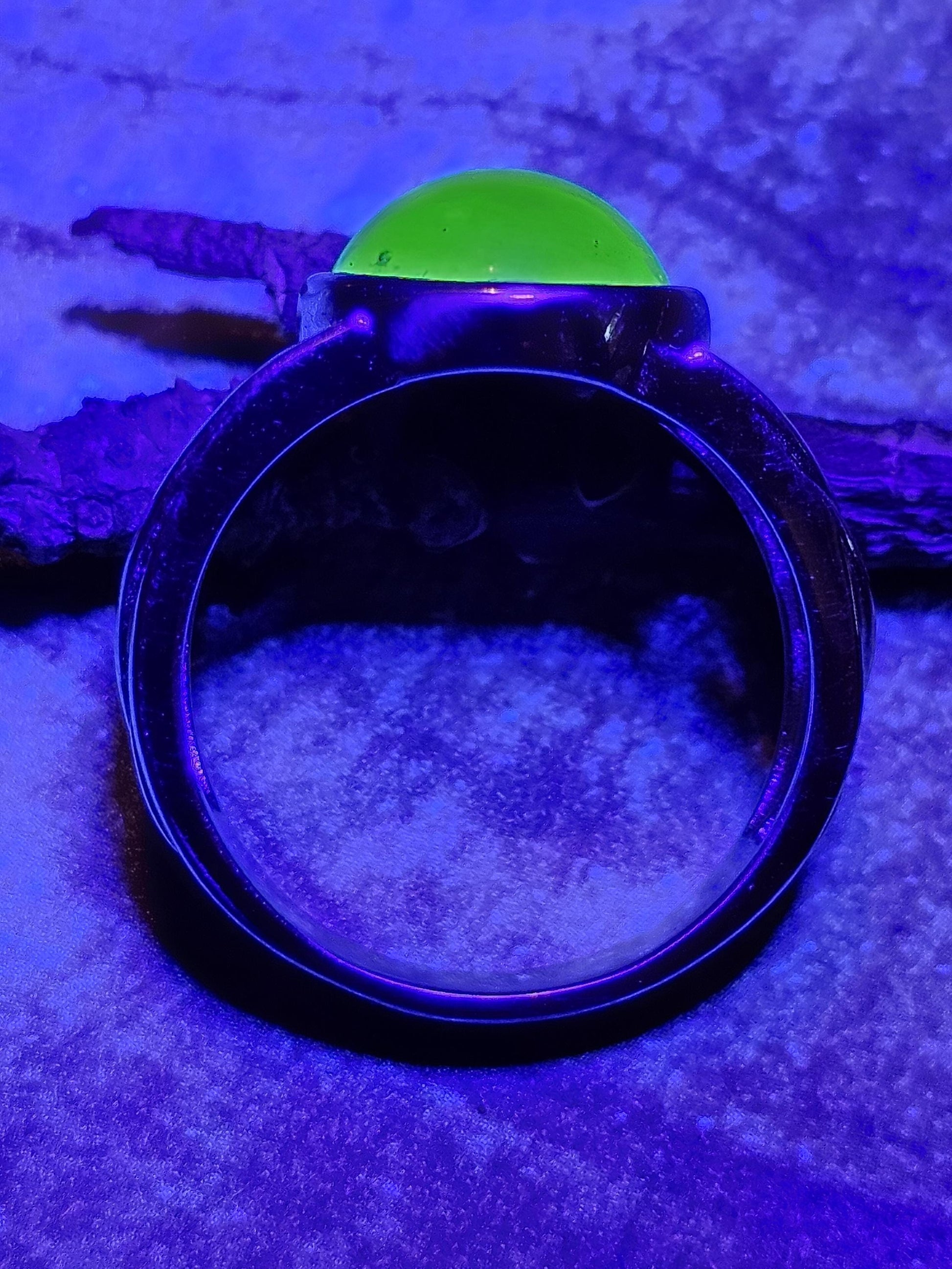 Uranium Glass Ring Celtic Knot SPECIAL ORDER for Jody New Sterling Silver with vintage Uranium glass stone that glows under black/UV light