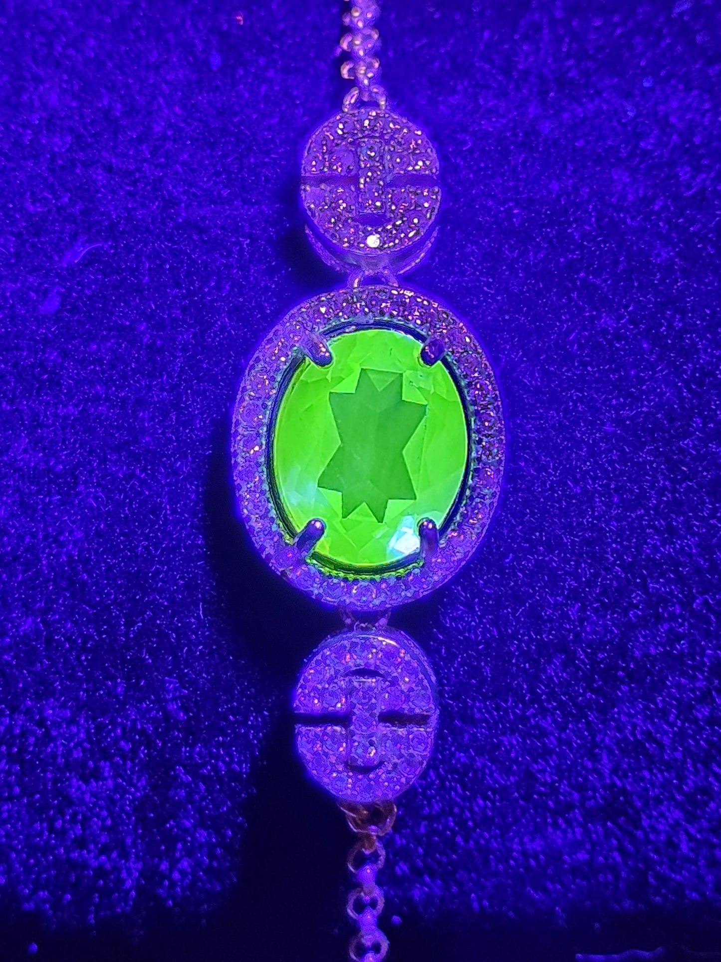 Uranium Glass Bracelet new Sterling Silver containing a vintage 10x8 mm Uranium glass Oval cut stone that glows under black / UV light