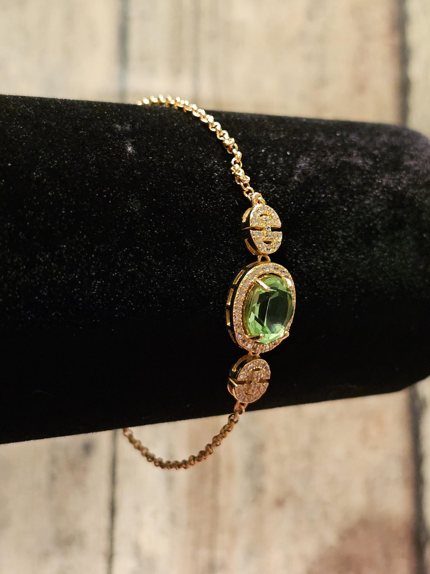 Uranium Glass Bracelet new Sterling Silver containing a vintage 10x8 mm Uranium glass Oval cut stone that glows under black / UV light