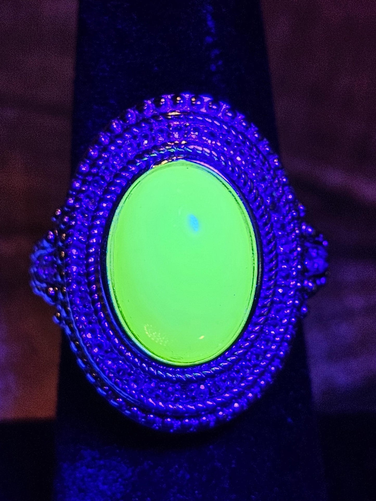 Uranium Glass Oval cut Ring vintage style size 7, new Sterling Silver with a vintage Uranium glass stone that glows under black/ UV light