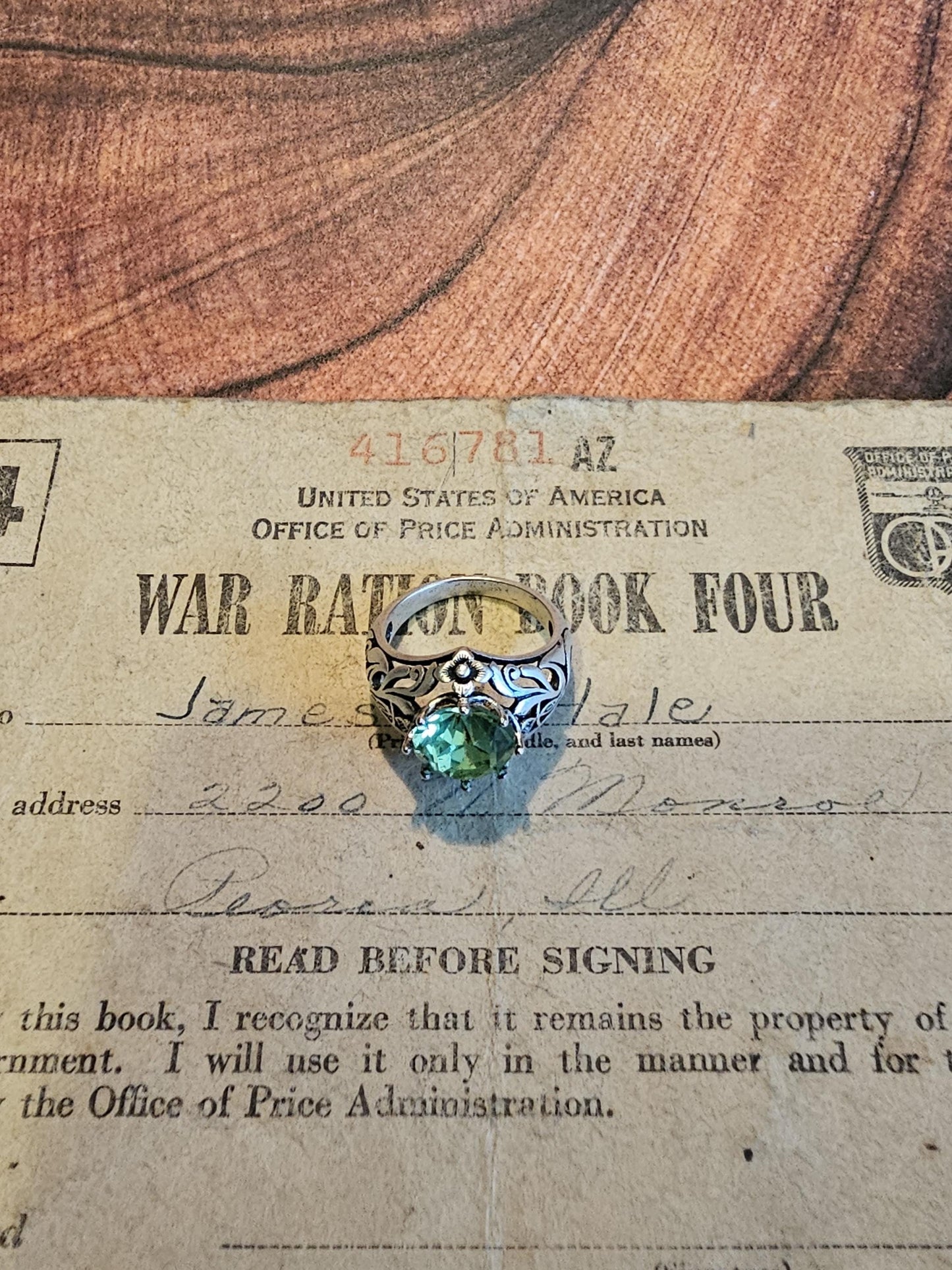 Uranium Glass Round cut Ring size 7. Antique style new Sterling Silver with a vintage Uranium glass stone that glows under black/UV light