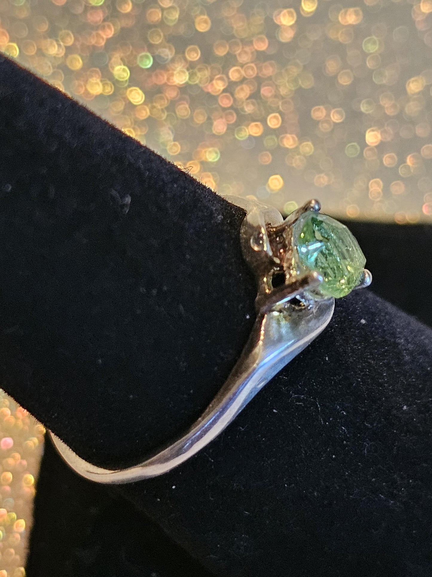 Uranium Glass Heart cut Ring size 7 new Sterling Silver with a vintage 5 mm Uranium glass stone that glows under black  UV light