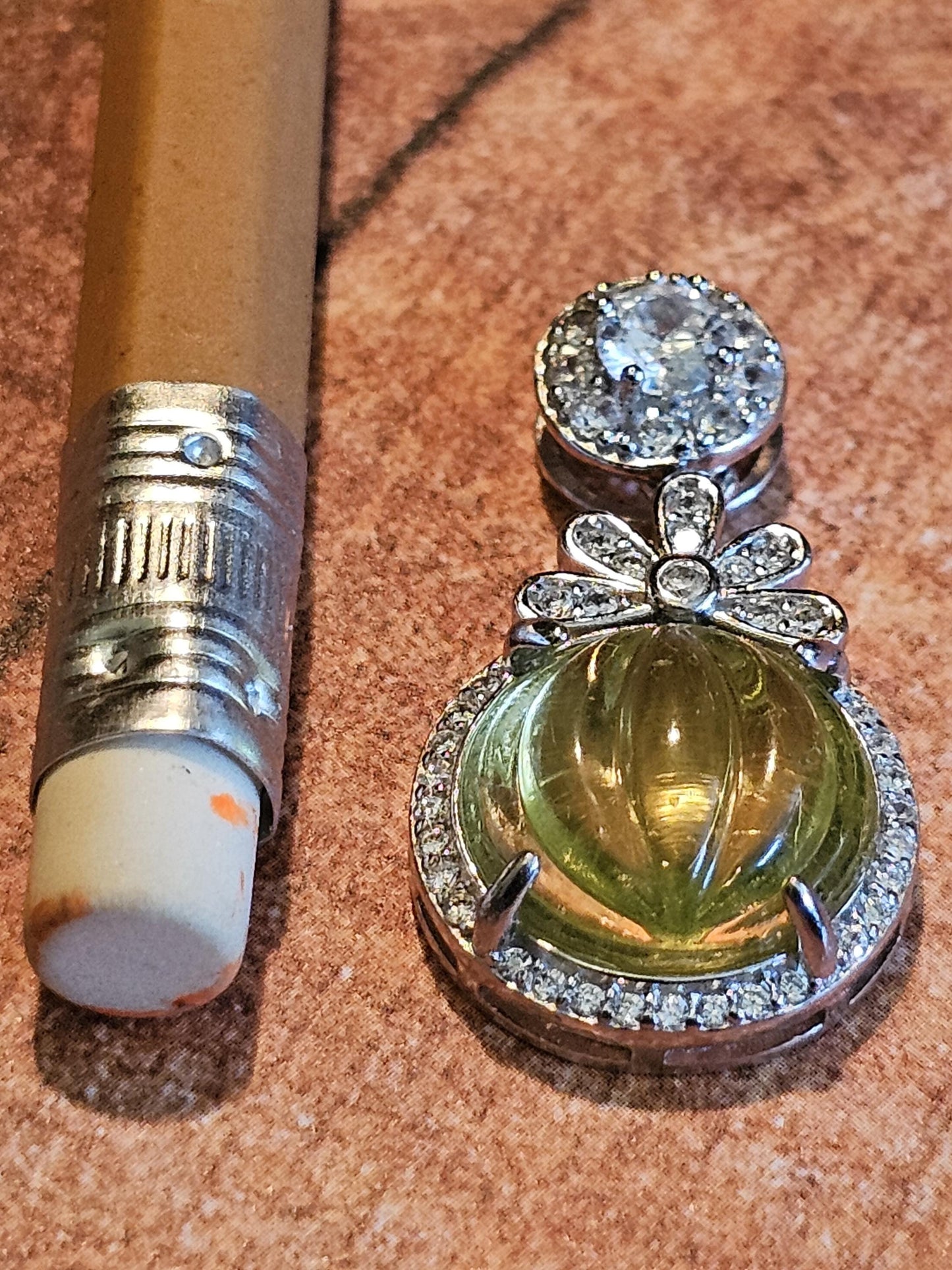 Uranium Glass Pendant in a new Sterling Silver with a ribbed vintage 12 mm Round Yellow Uranium Glass Stone that glows under black/UV light