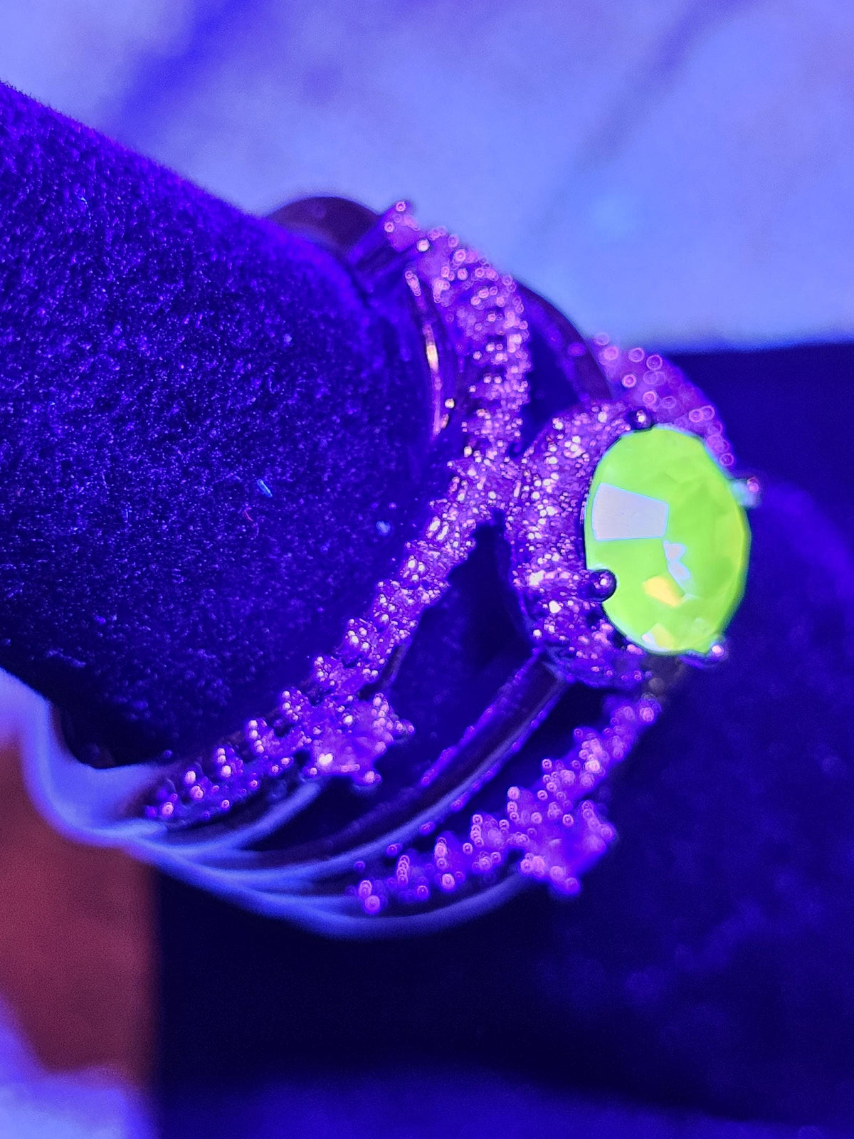 Uranium Glass Round cut Ring size 5.5 Special order for Myra with a vintage Pink 6 mm Uranium glass stone that glows under black / UV light