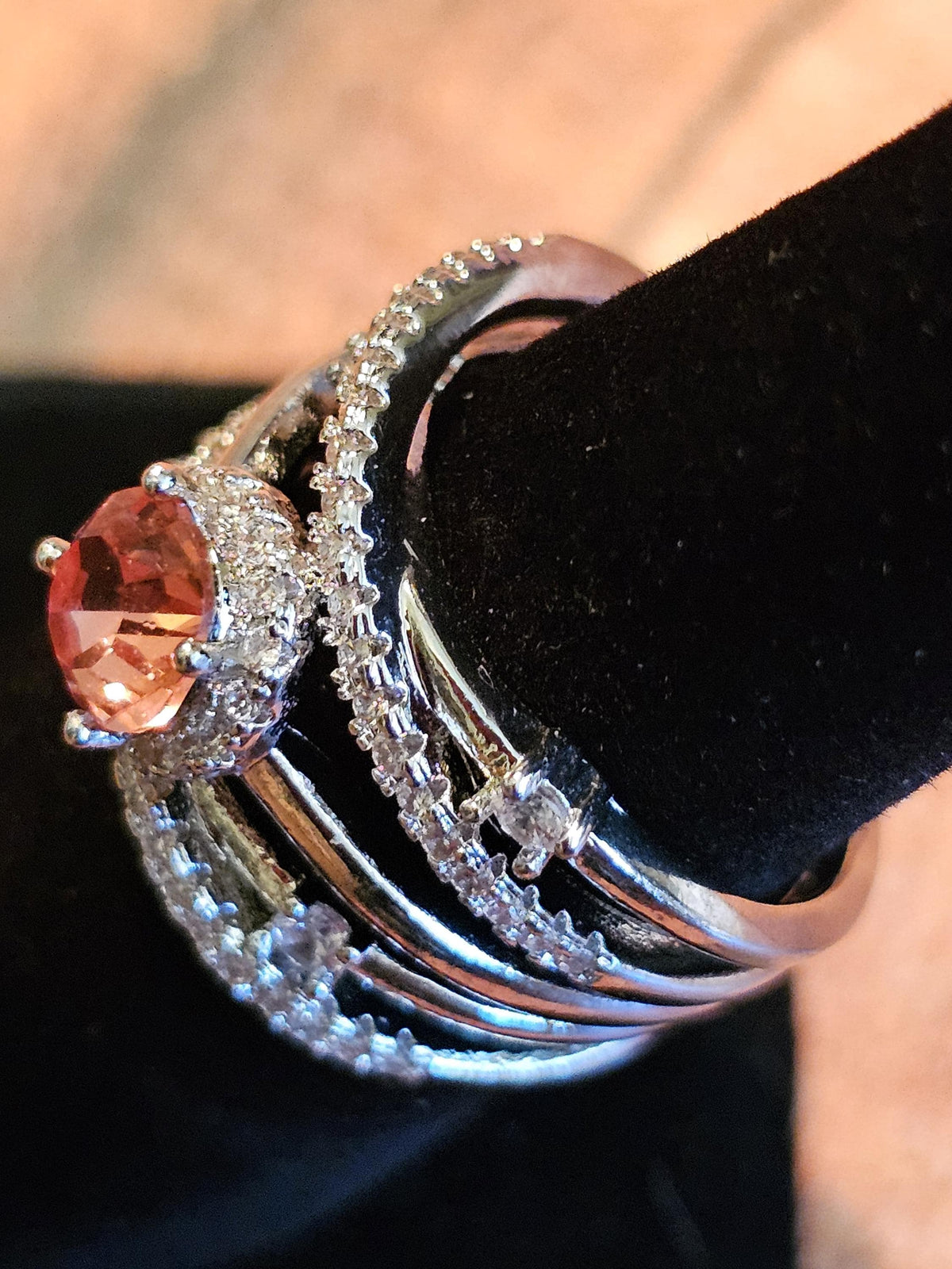 Uranium Glass Round cut Ring size 5.5 Special order for Myra with a vintage Pink 6 mm Uranium glass stone that glows under black / UV light