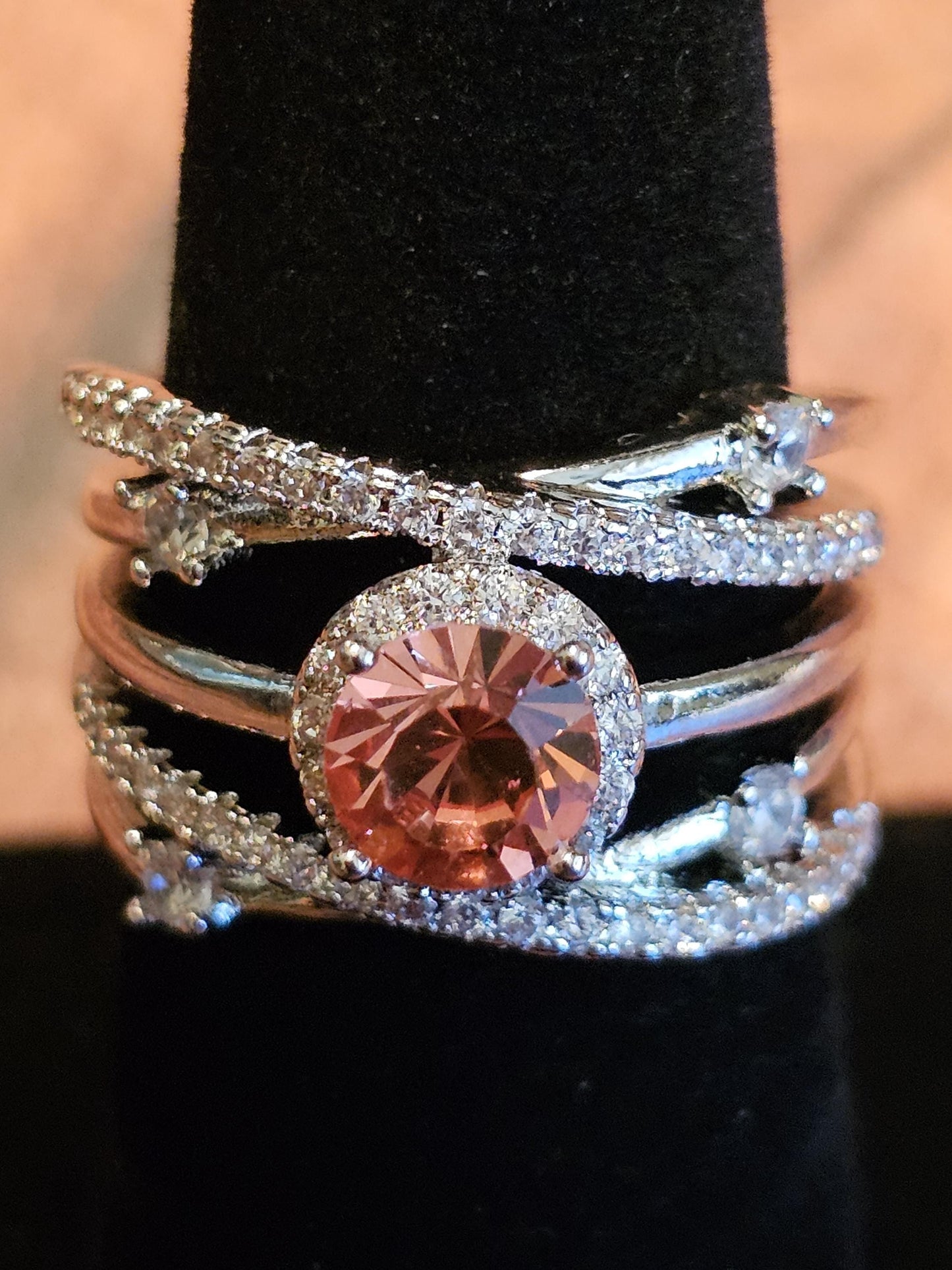 Uranium Glass Round cut Ring size 5.5 Special order for Myra with a vintage Pink 6 mm Uranium glass stone that glows under black / UV light