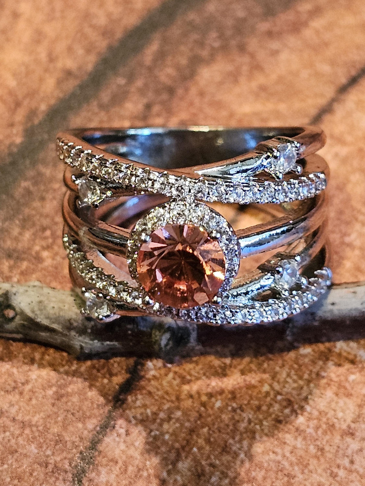 Uranium Glass Round cut Ring size 5.5 Special order for Myra with a vintage Pink 6 mm Uranium glass stone that glows under black / UV light