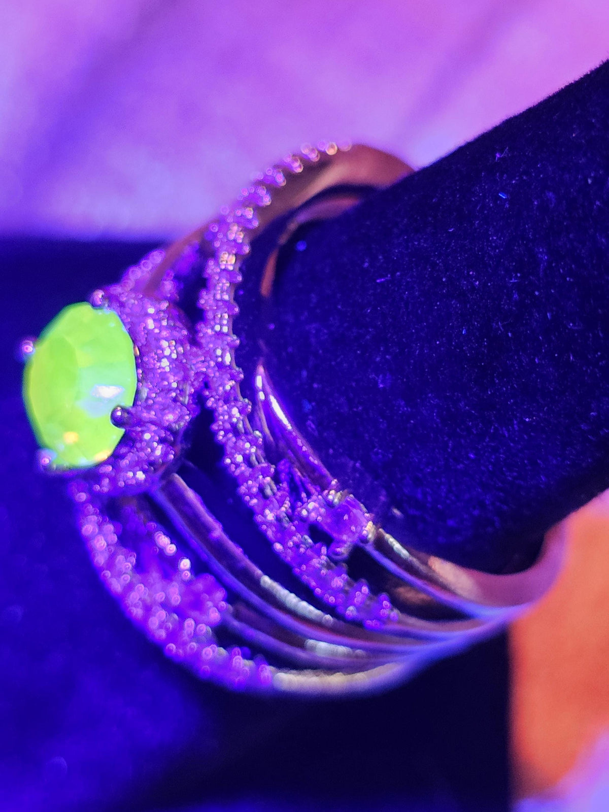 Uranium Glass Round cut Ring size 5.5 Special order for Myra with a vintage Pink 6 mm Uranium glass stone that glows under black / UV light