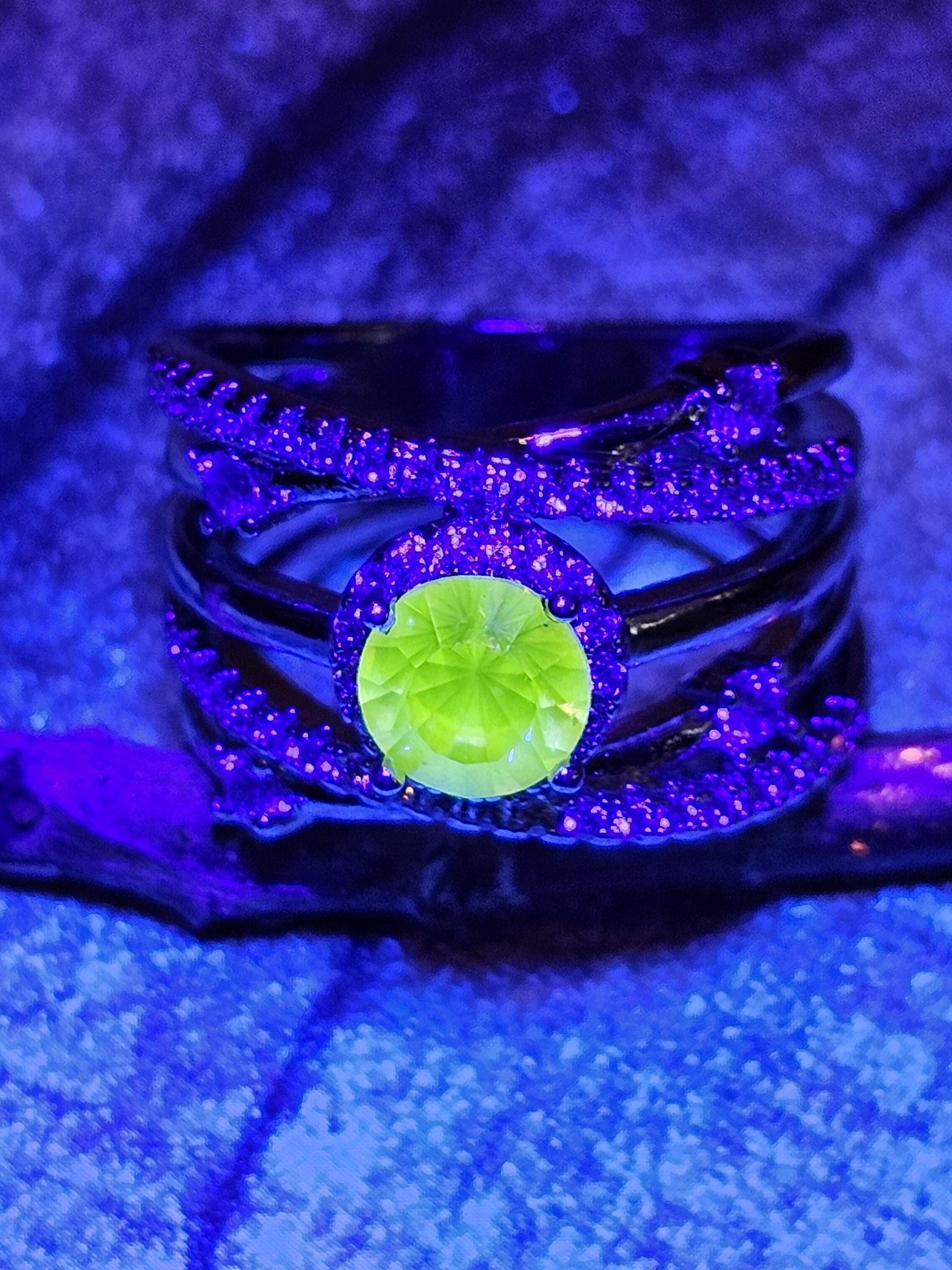 Uranium Glass Round cut Ring size 5.5 Special order for Myra with a vintage Pink 6 mm Uranium glass stone that glows under black / UV light