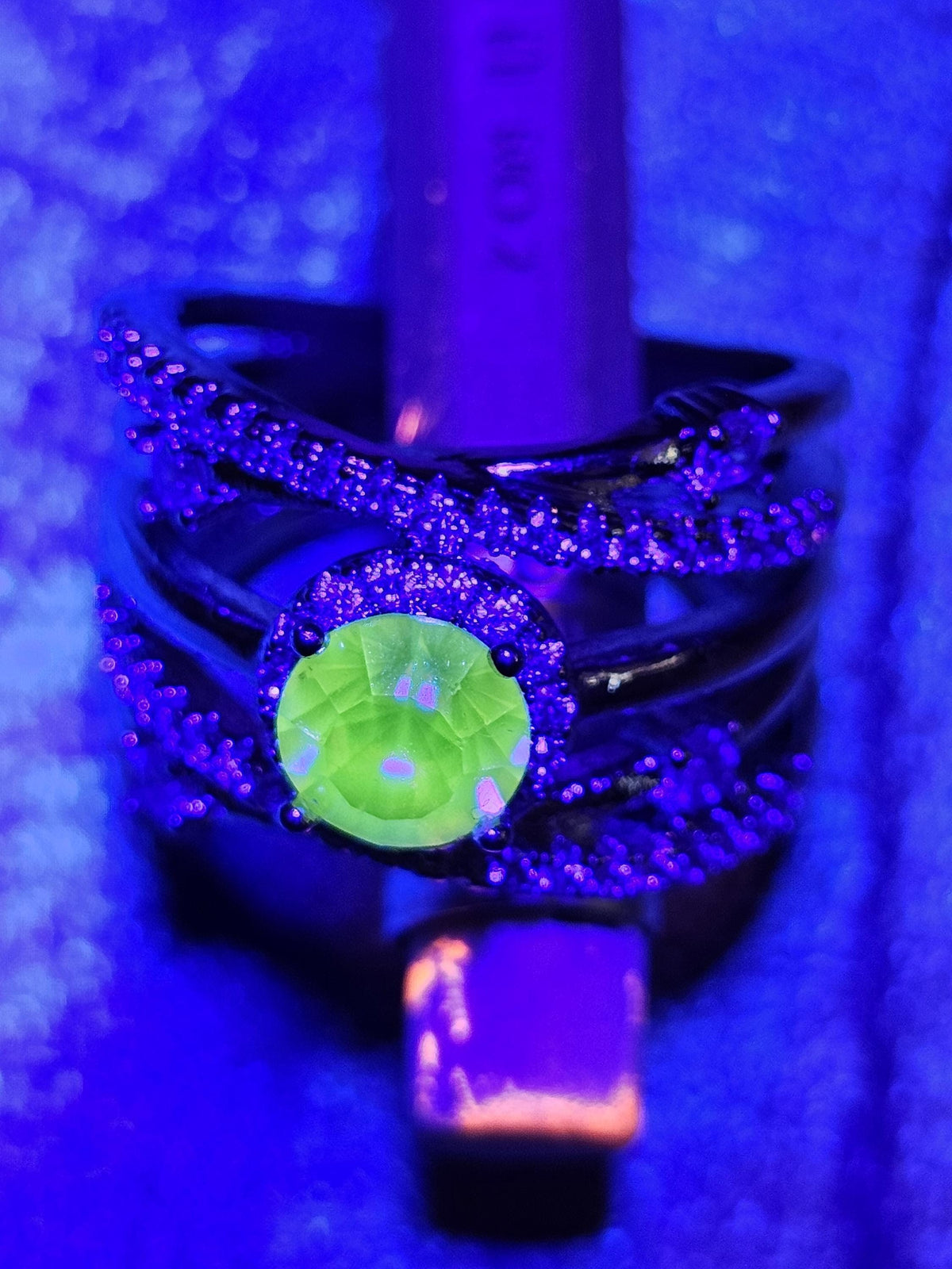 Uranium Glass Round cut Ring size 5.5 Special order for Myra with a vintage Pink 6 mm Uranium glass stone that glows under black / UV light