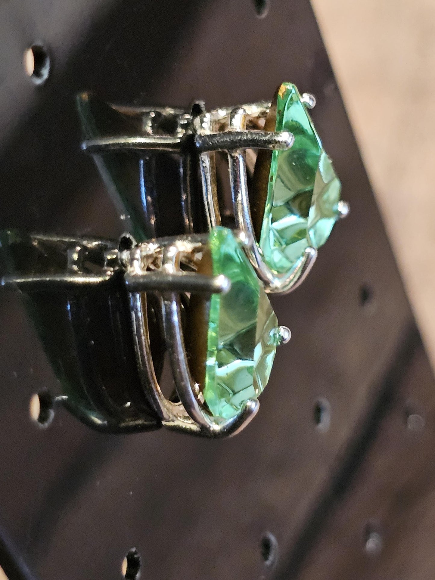 Uranium Glass Pear cut Pendant and Earrings new Sterling Silver with vintage Uranium glass 13x8 mm stones that glow under black/UV light