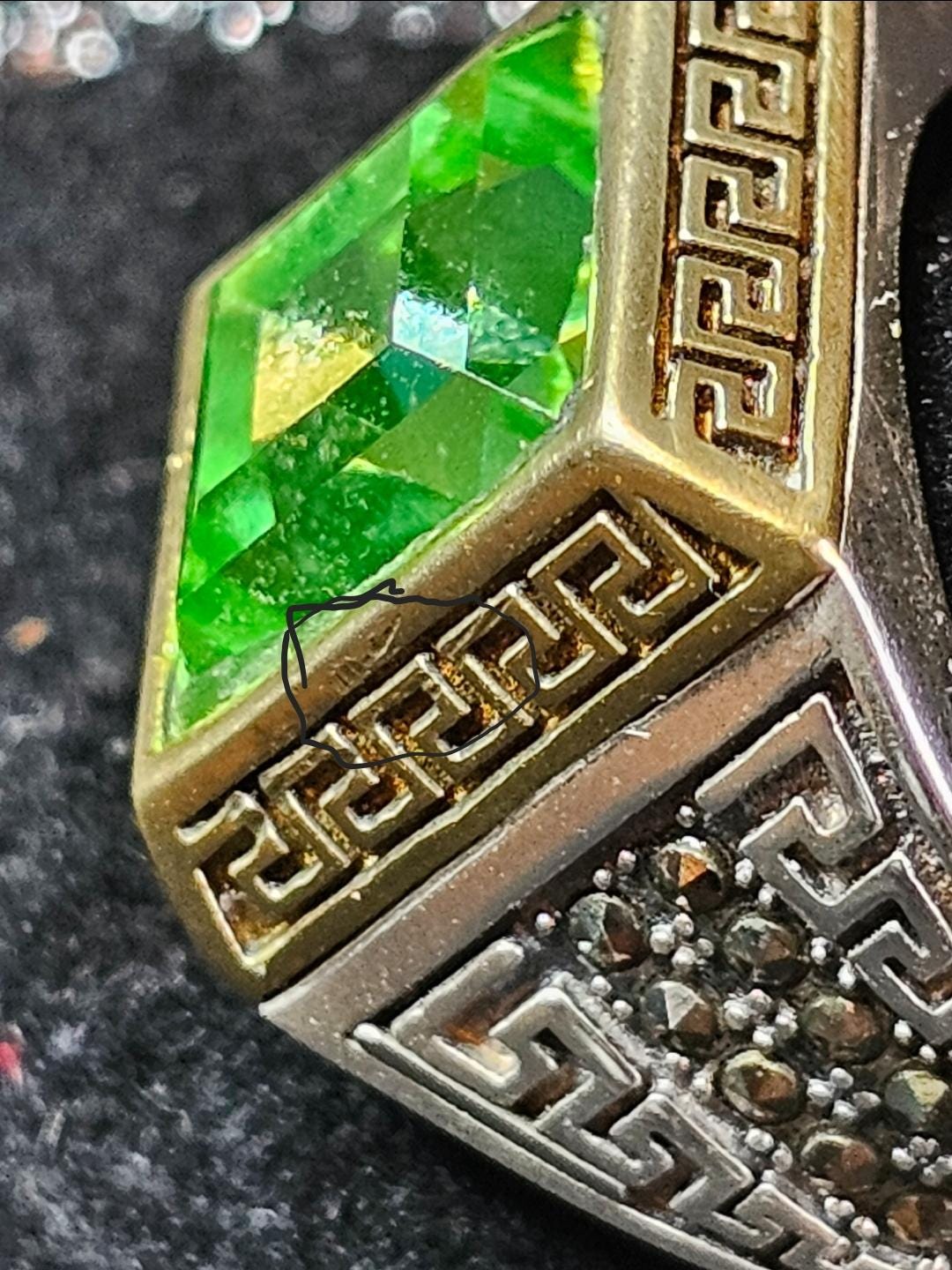 Uranium Glass Men's Ring READ DESCRIPTION new Sterling Silver Adjustable with 10x10 mm vintage Uranium glass glows under black / UV light