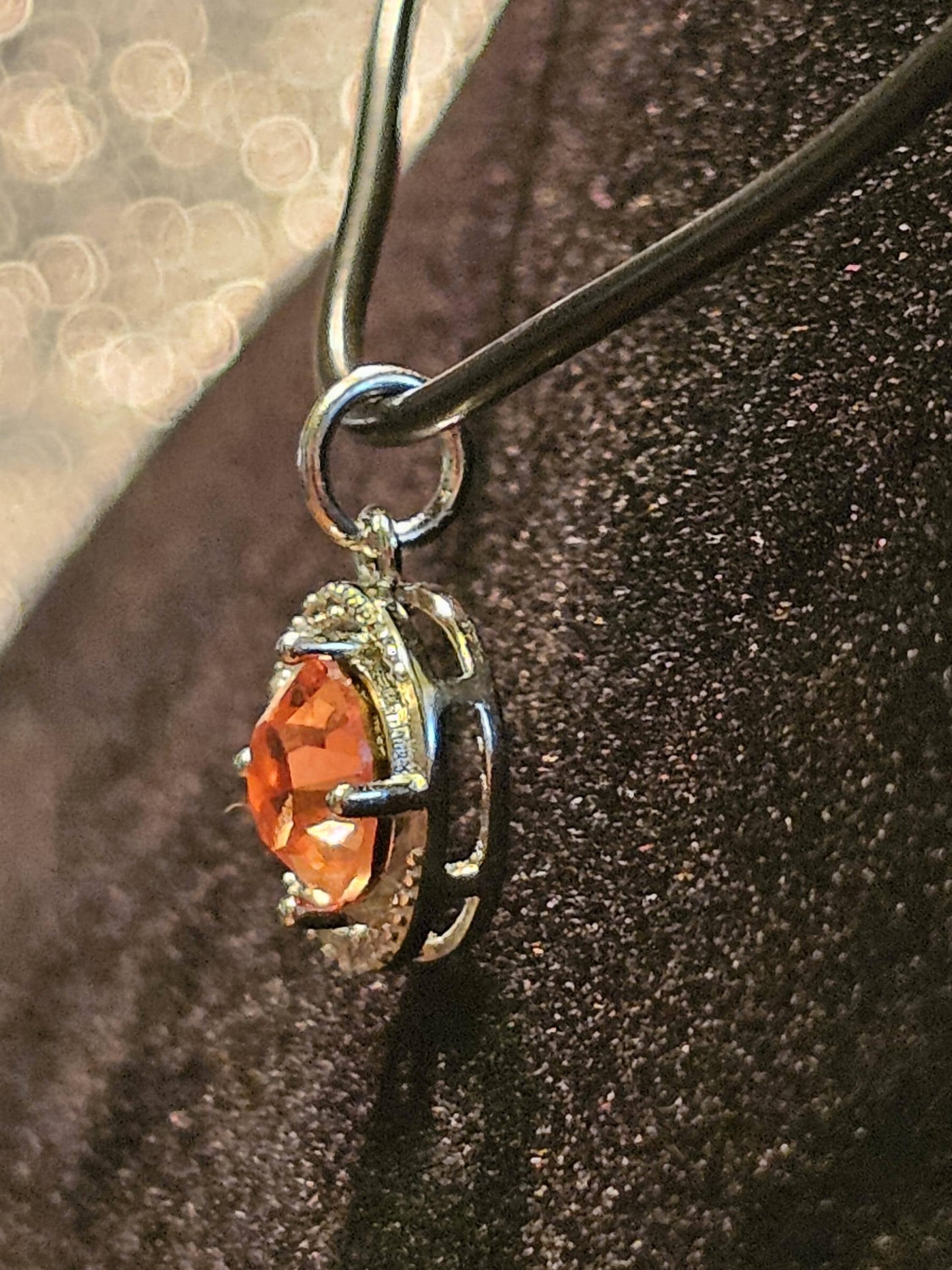 Uranium Glass Pendant vintage Pink 6 mm Round cut Uranium Glass stone in new Sterling Silver setting that glows under black / UV light