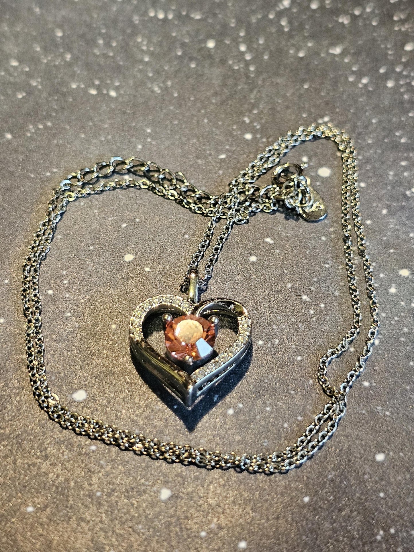 Uranium Glass Pendant w/ necklace, new Sterling Silver setting with vintage Heart cut Uranium glass stone that glows under black/UV light