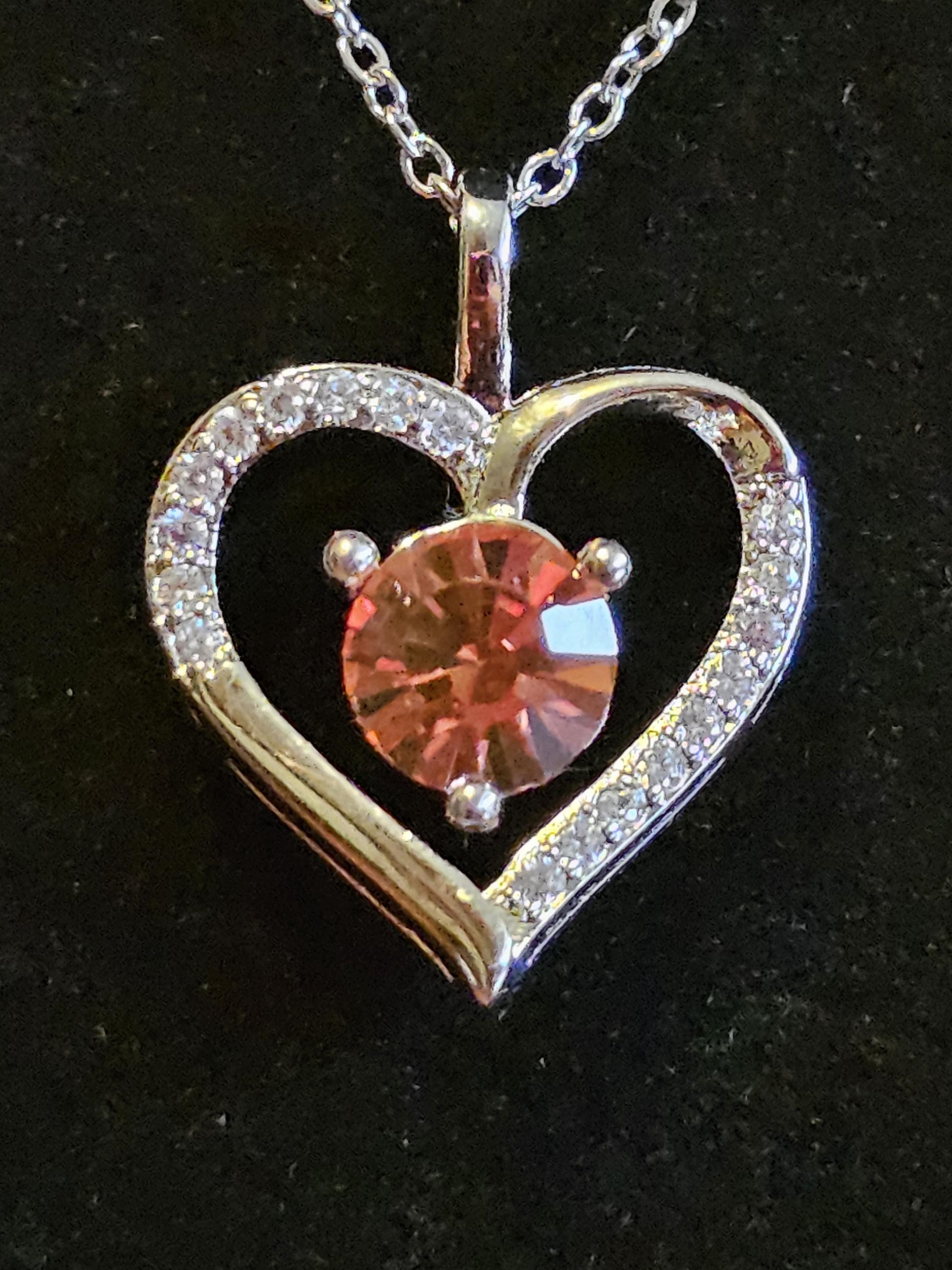 Uranium Glass Pendant w/ necklace, new Sterling Silver setting with vintage Heart cut Uranium glass stone that glows under black/UV light