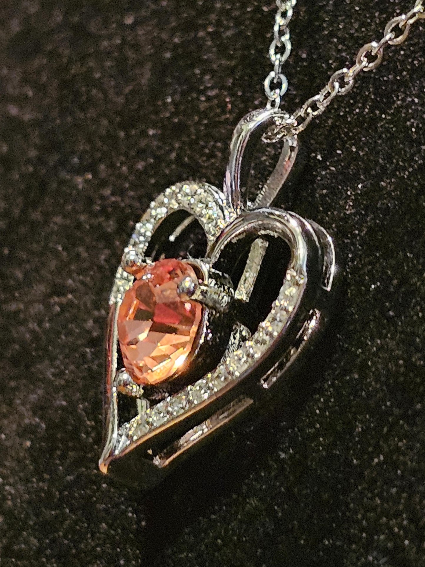 Uranium Glass Pendant w/ necklace, new Sterling Silver setting with vintage Heart cut Uranium glass stone that glows under black/UV light