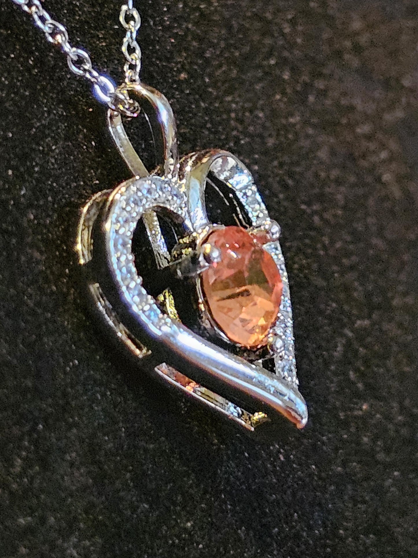 Uranium Glass Pendant w/ necklace, new Sterling Silver setting with vintage Heart cut Uranium glass stone that glows under black/UV light