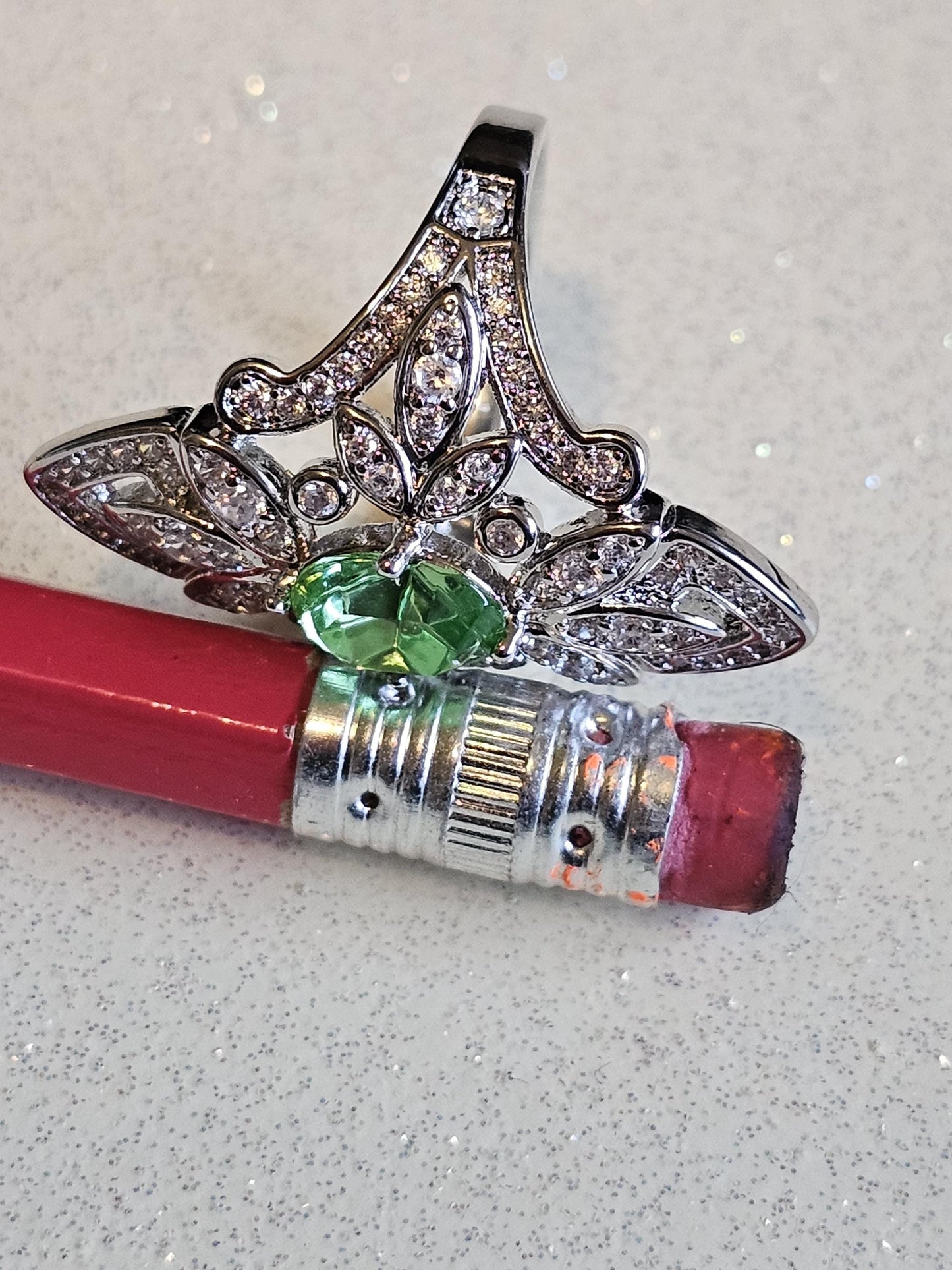 Uranium Glass Oval cut Ring, Shield style, 6 to 10 in new Sterling Silver with a vintage Uranium glass stone that glows under black/UV light