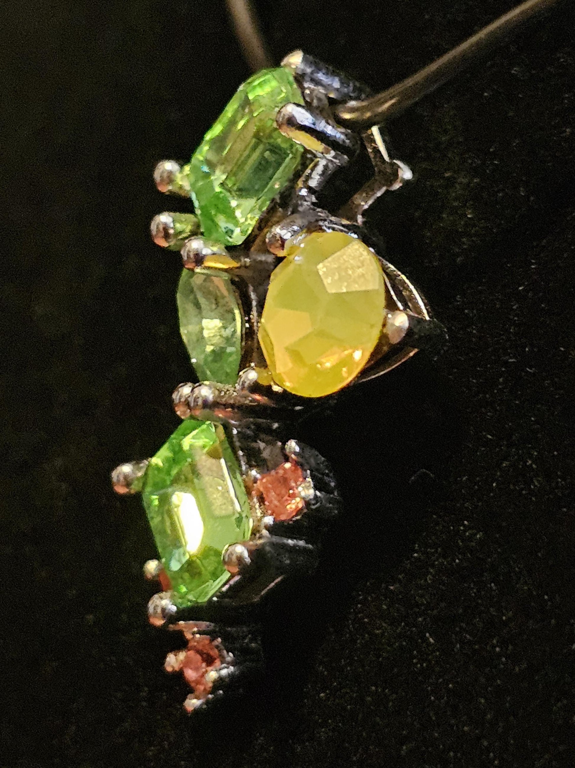 Uranium Glass Pendant in new Sterling Silver READ DESCRIPTION with multiple vintage Uranium glass stones that glows under black / UV light
