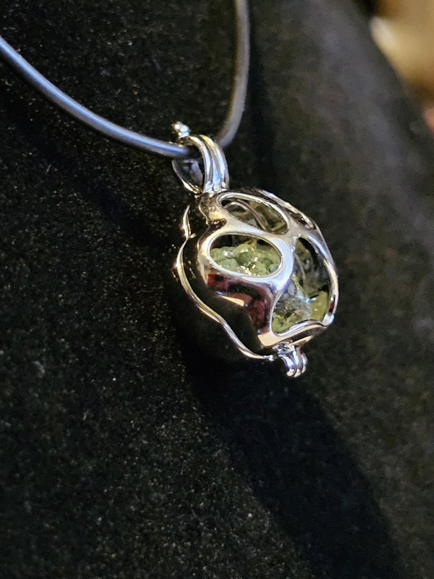 Uranium Glass Pendant new Sterling Silver Puppy Paw with vintage 12x8 Pineapple bead + extra Uranium Glass that glows under black/UV light