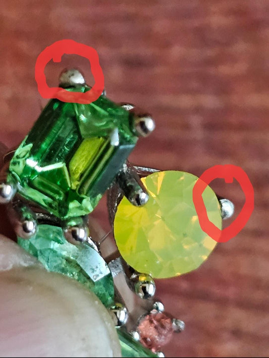 Uranium Glass Pendant in new Sterling Silver READ DESCRIPTION with multiple vintage Uranium glass stones that glows under black / UV light