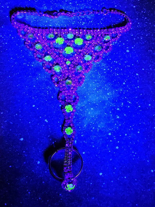 Uranium Glass Slave Bracelet Silver Plated with 19 vintage Uranium glass Round cut stones that glow under black / UV light
