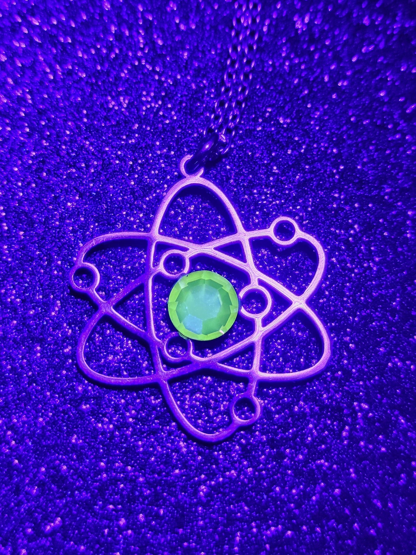 Uranium Glass Pendant in Stainless Steel setting with vintage 6 mm Round cut Cabochon Uranium Glass stone that glows under black / UV light