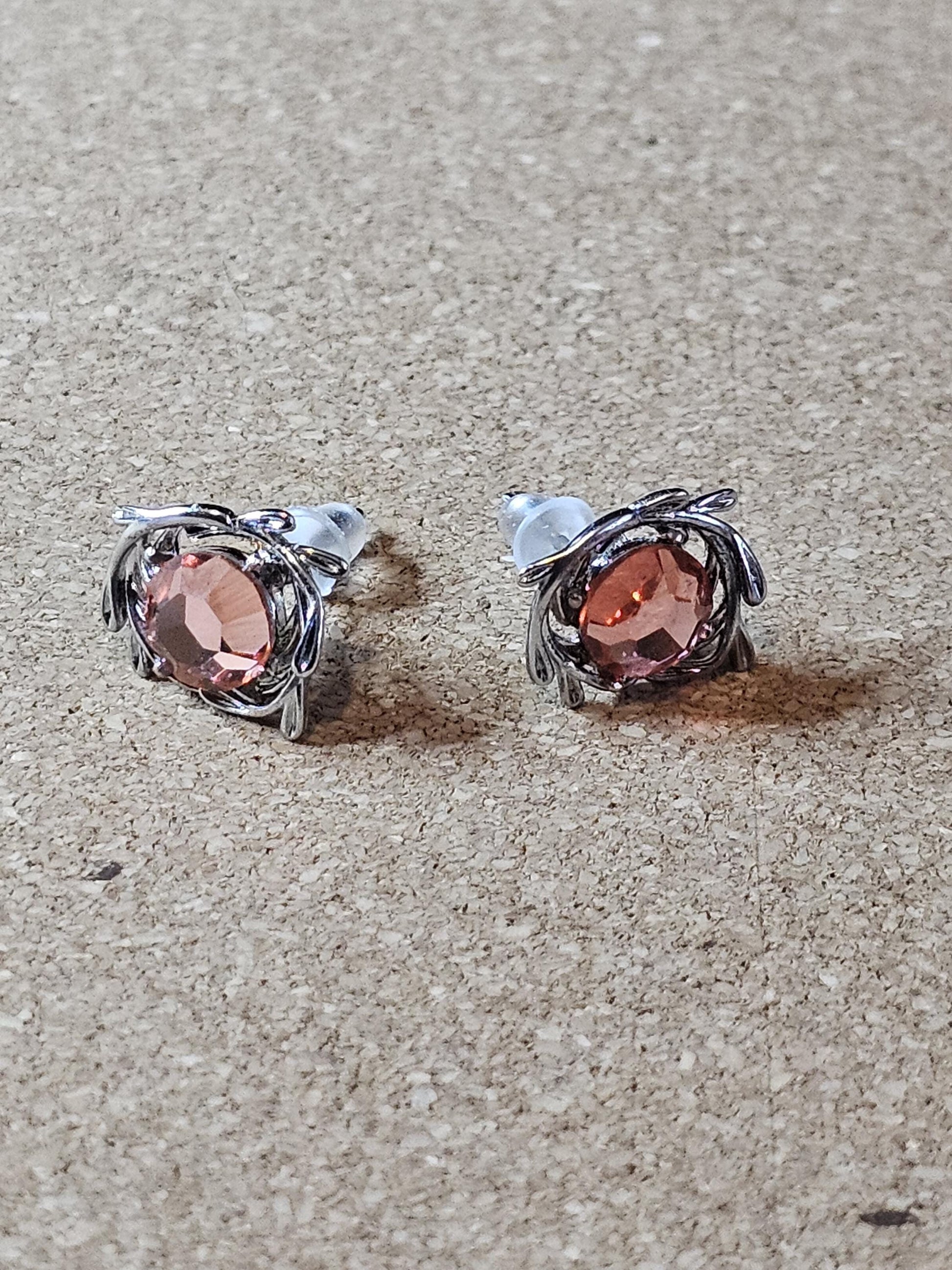 Uranium Glass Earrings in new Sterling Silver with Vintage 6mm Round cut rare Pink Uranium Glass stones that glow under black/UV light