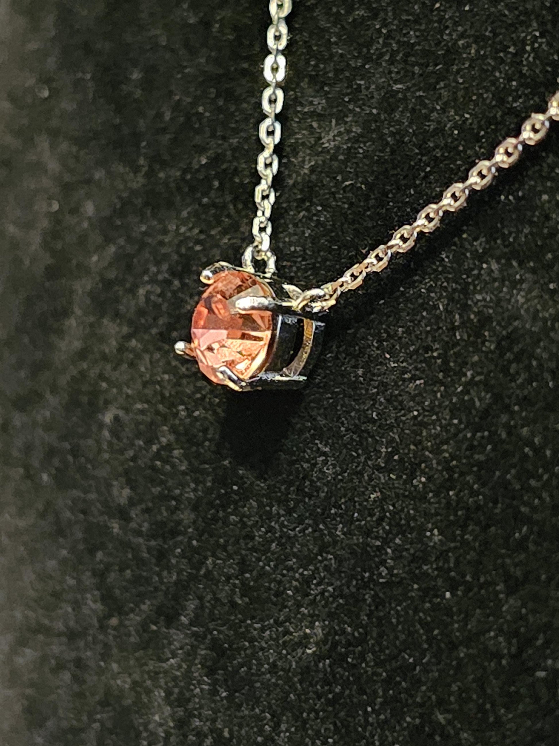 Uranium Glass Pendant w/chain new Sterling Silver with vintage rare Pink 6 mm Round cut Uranium Glass stone that glows under black/UV light