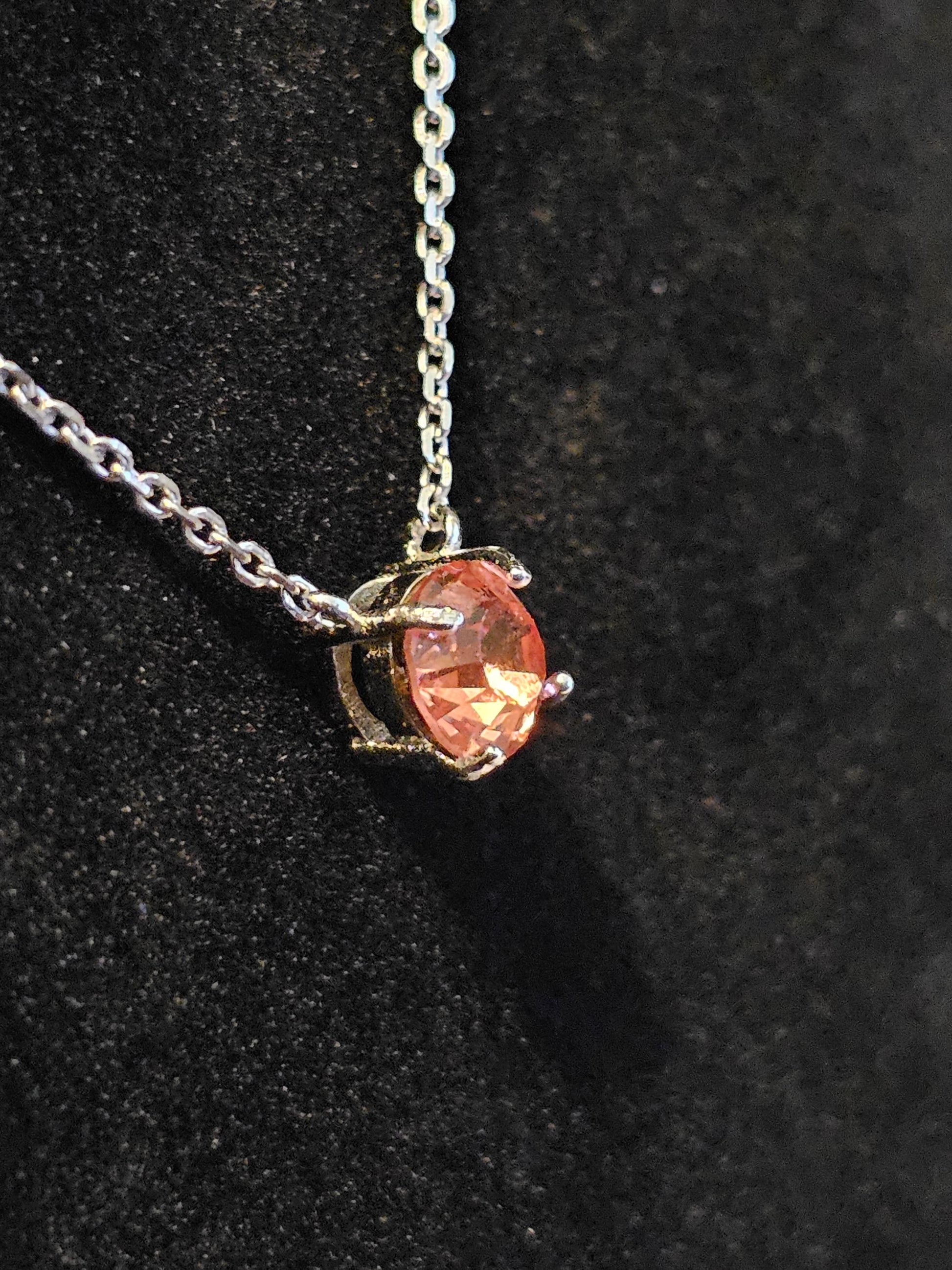 Uranium Glass Pendant w/chain new Sterling Silver with vintage rare Pink 6 mm Round cut Uranium Glass stone that glows under black/UV light