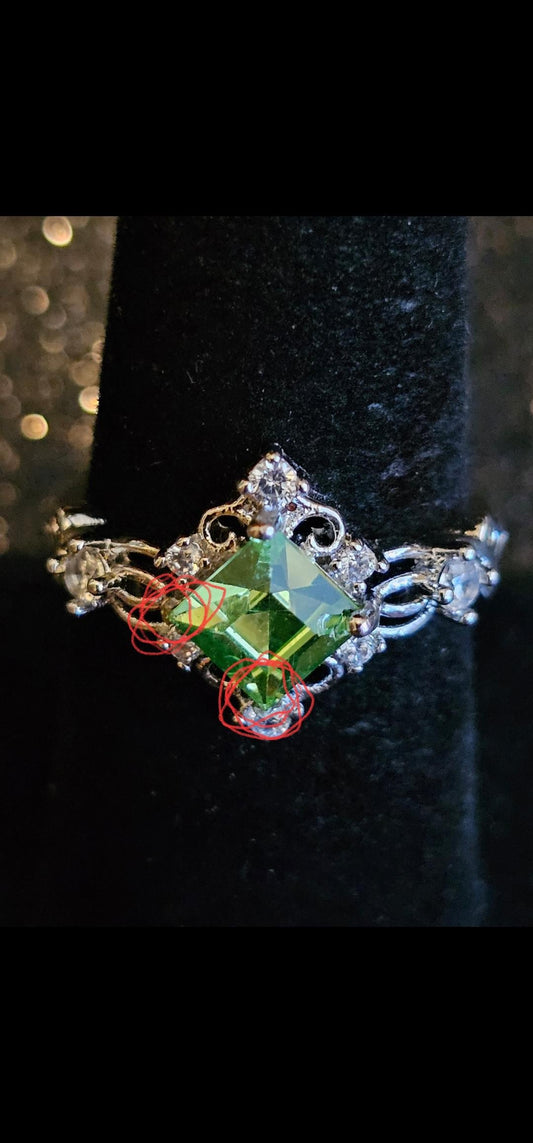 Uranium Glass Rings various sizes READ DESCRIPTION!!!! Sterling Silver with vintage Uranium glass stones that glow under black / UV light