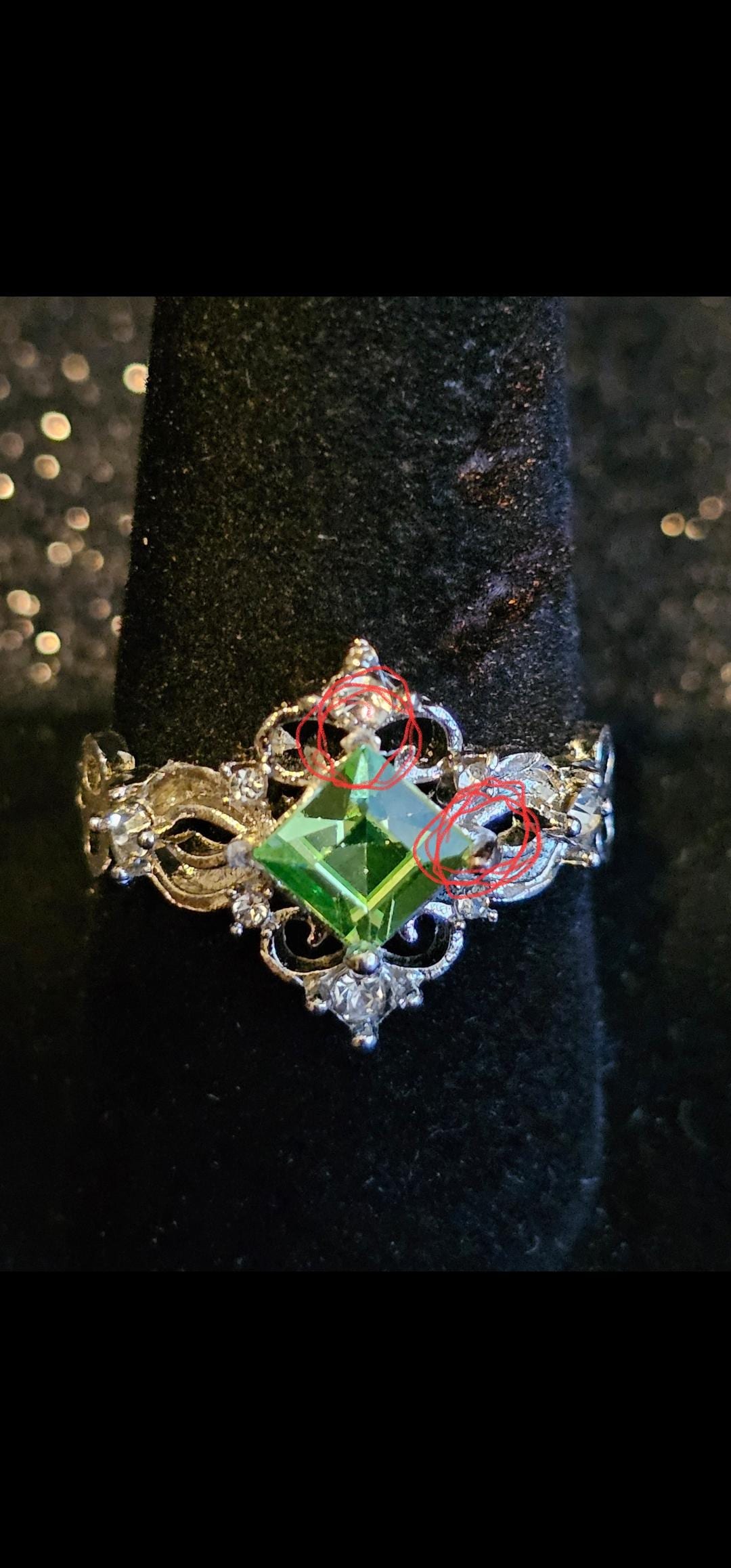 Uranium Glass Rings various sizes READ DESCRIPTION!!!! Sterling Silver with vintage Uranium glass stones that glow under black / UV light