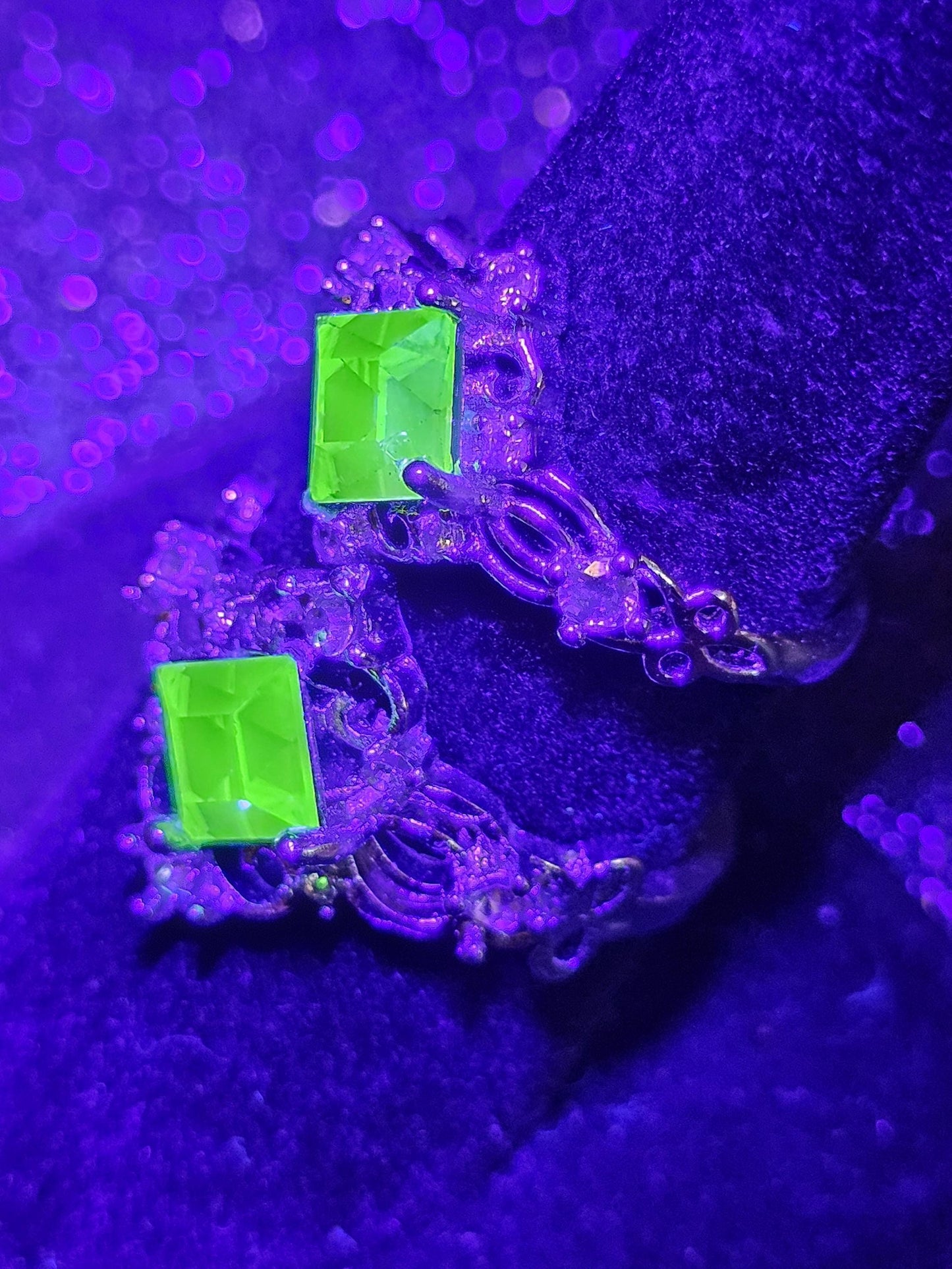 Uranium Glass Rings various sizes READ DESCRIPTION!!!! Sterling Silver with vintage Uranium glass stones that glow under black / UV light
